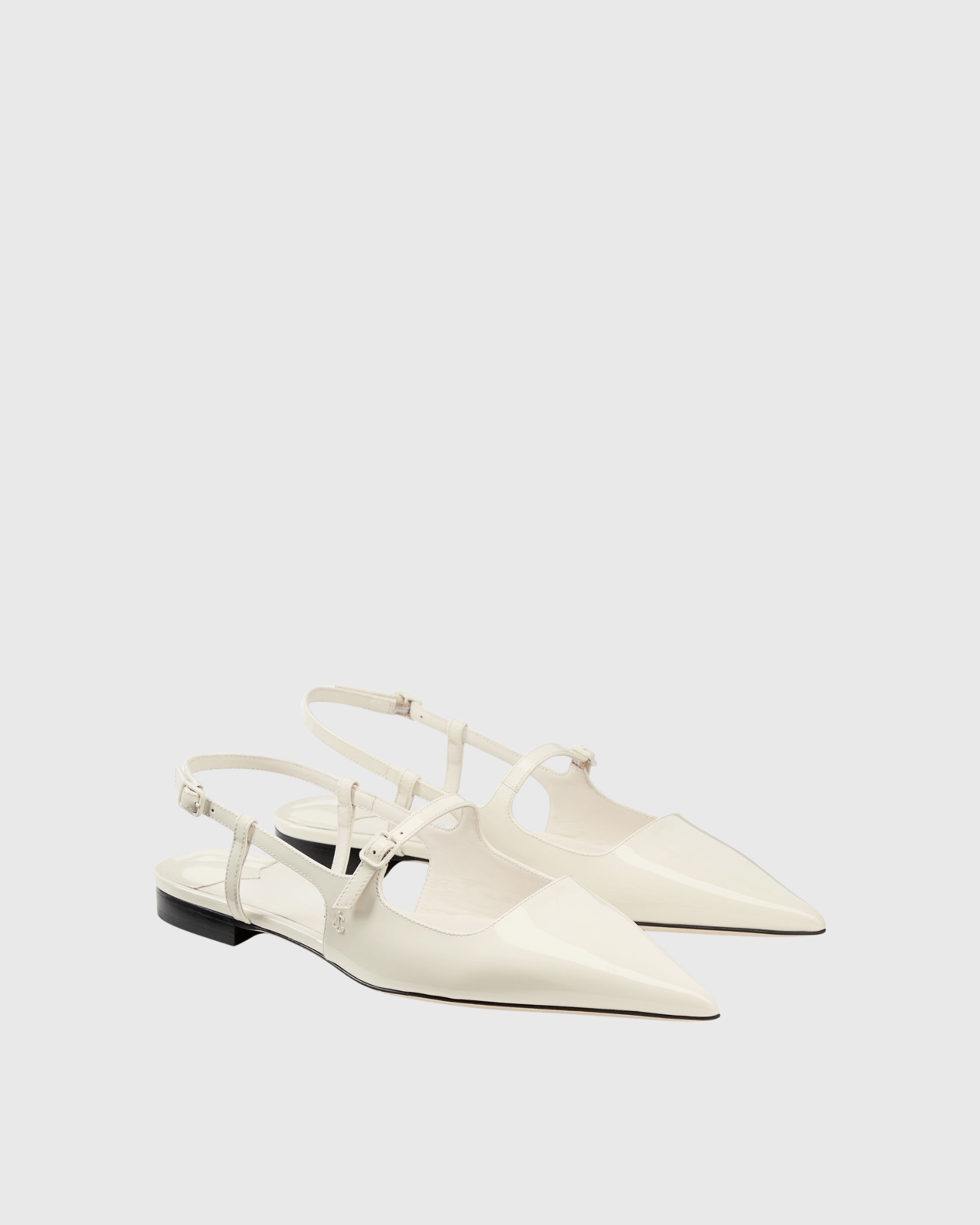 Nerina Pointed Toe Cut-Out Flats In White