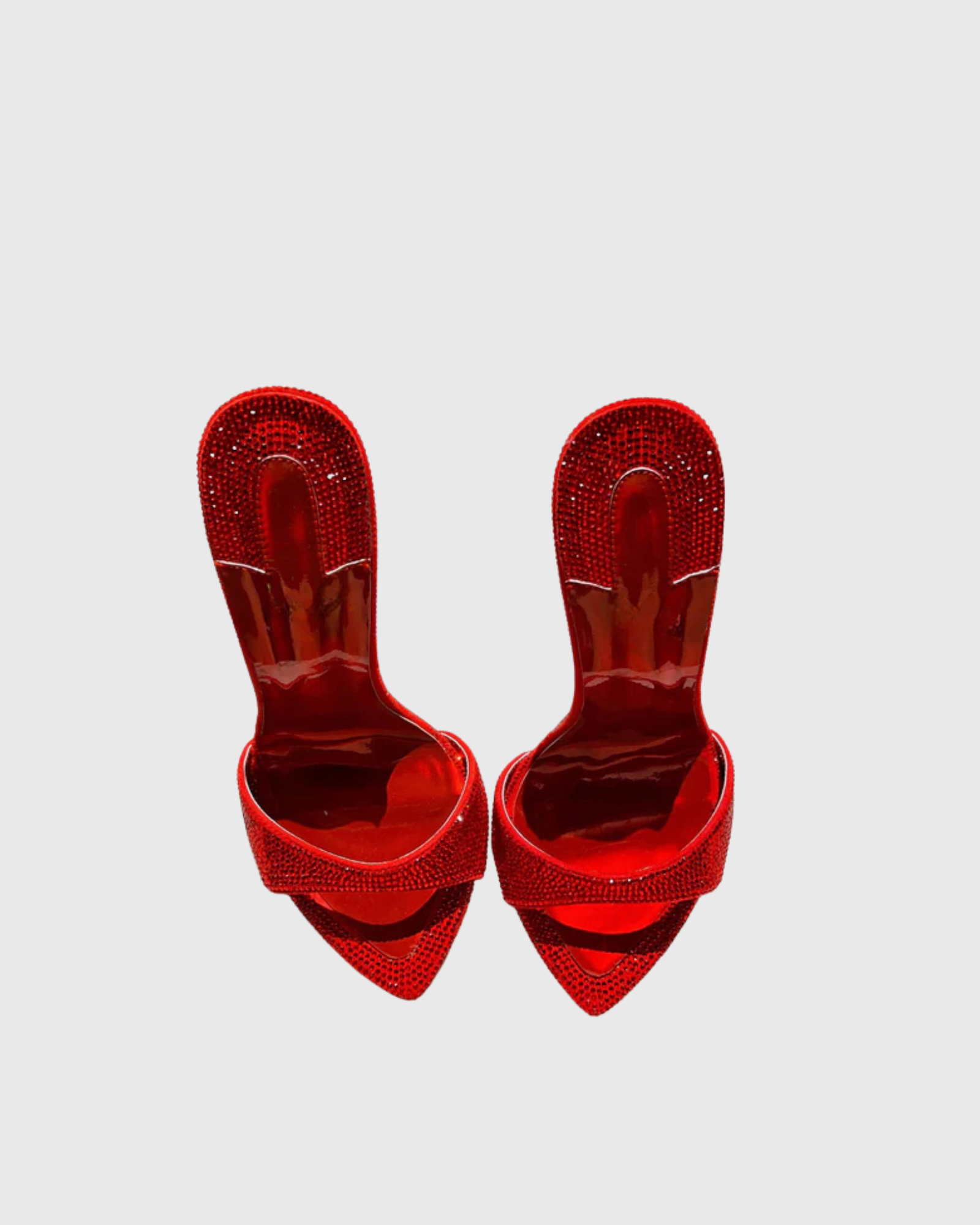 Rylee Rhinestone Embellisehd Open Toe Mules In Red