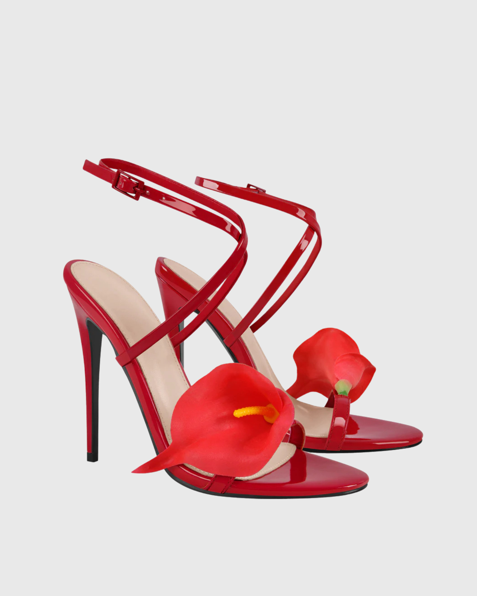 Yamilet 3D Flower Strap Sandals In Red