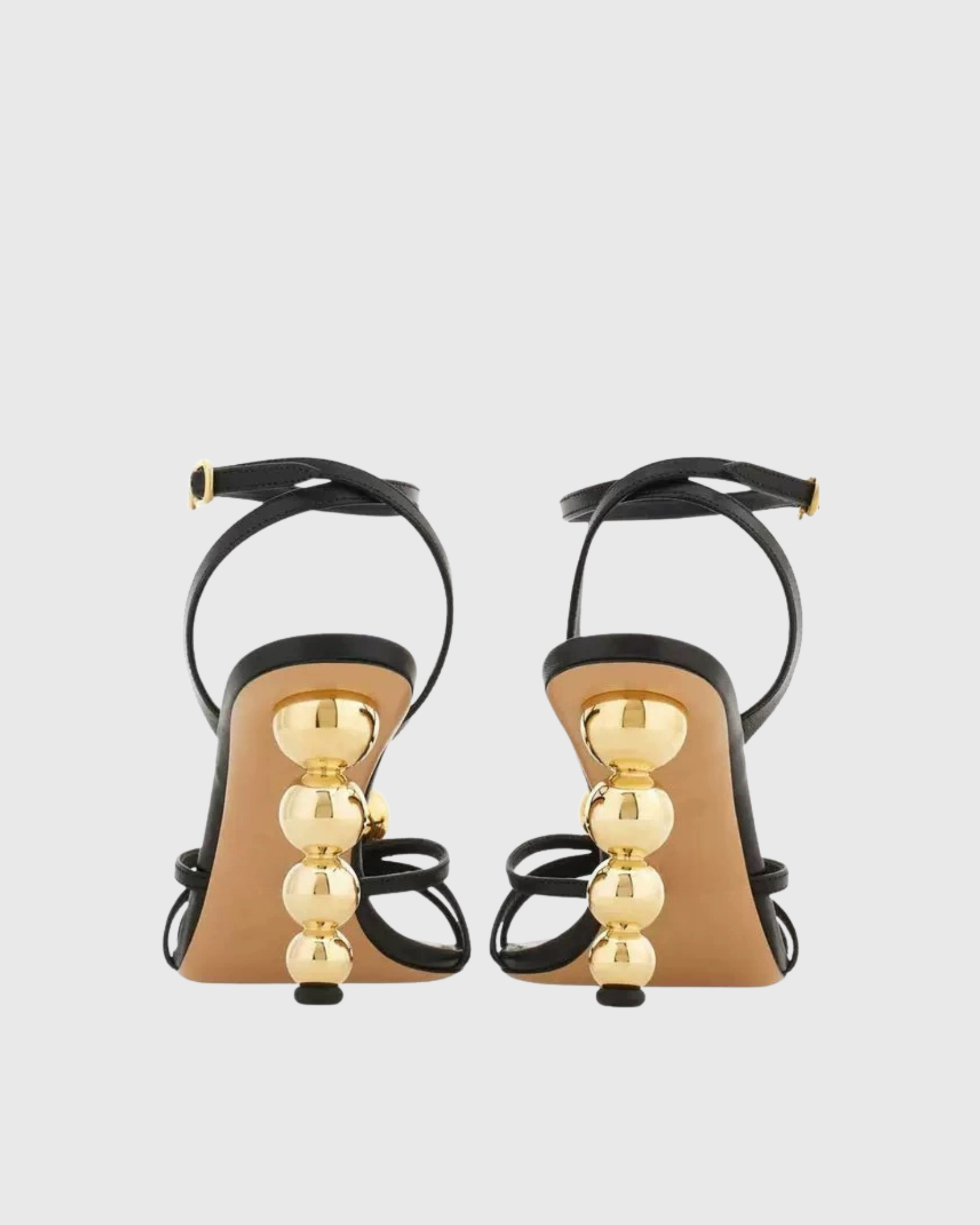 Elara Gold Sphere Detail Sandals In Black