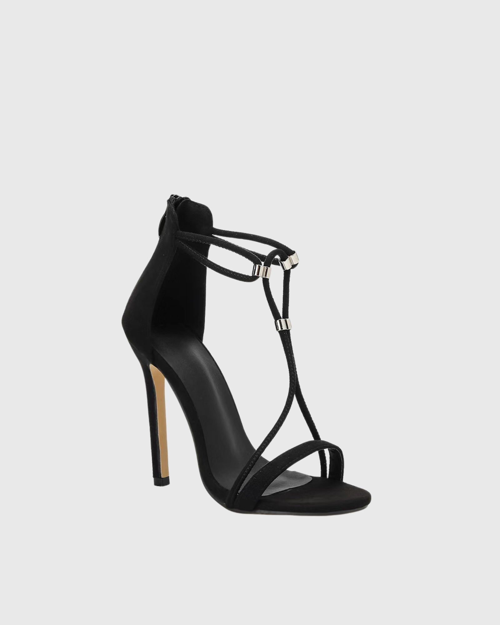 Zyra Strappy Metal Detail Sandals in Black
