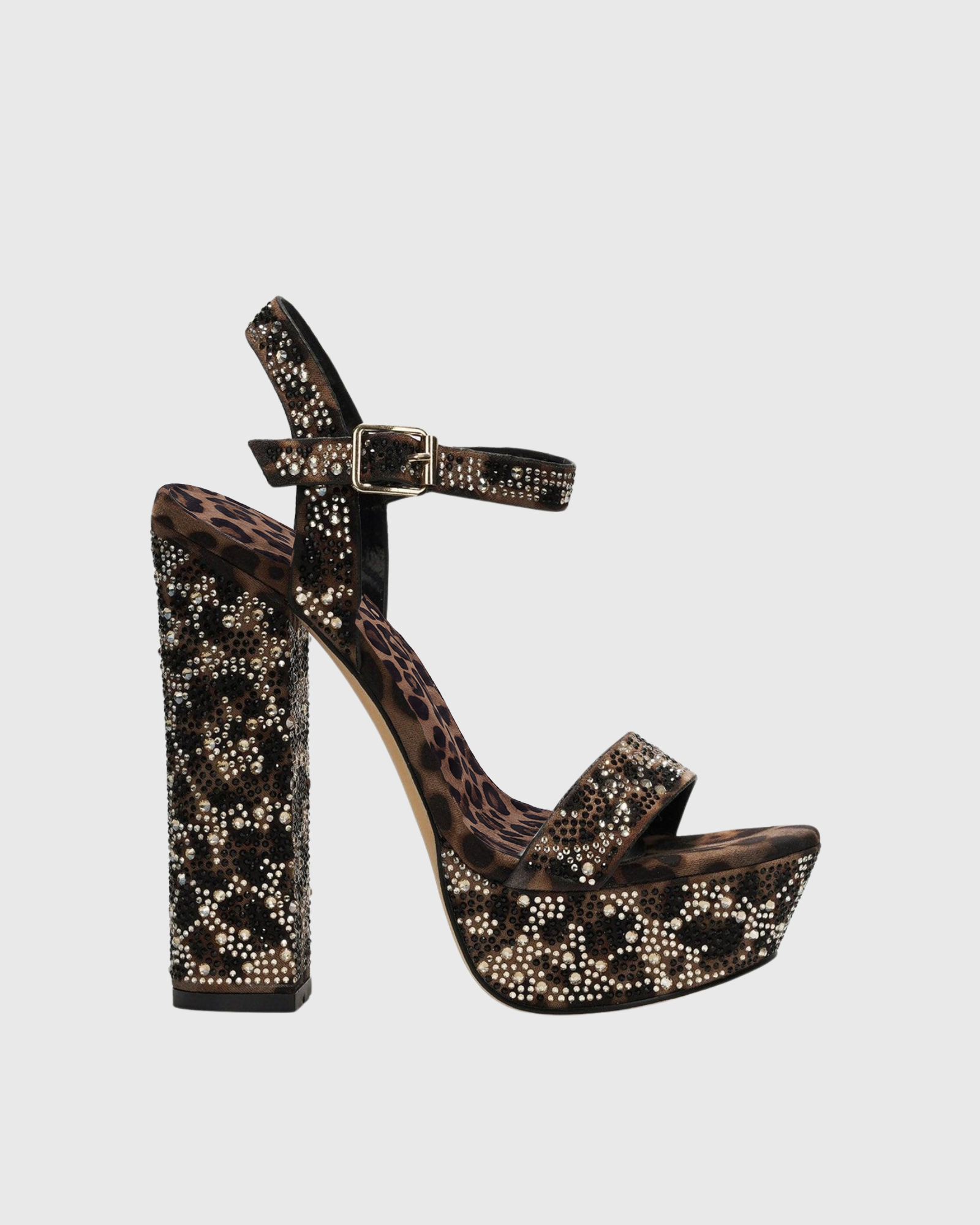 Noreva Rhinestone Leopard Print Platform Sandals