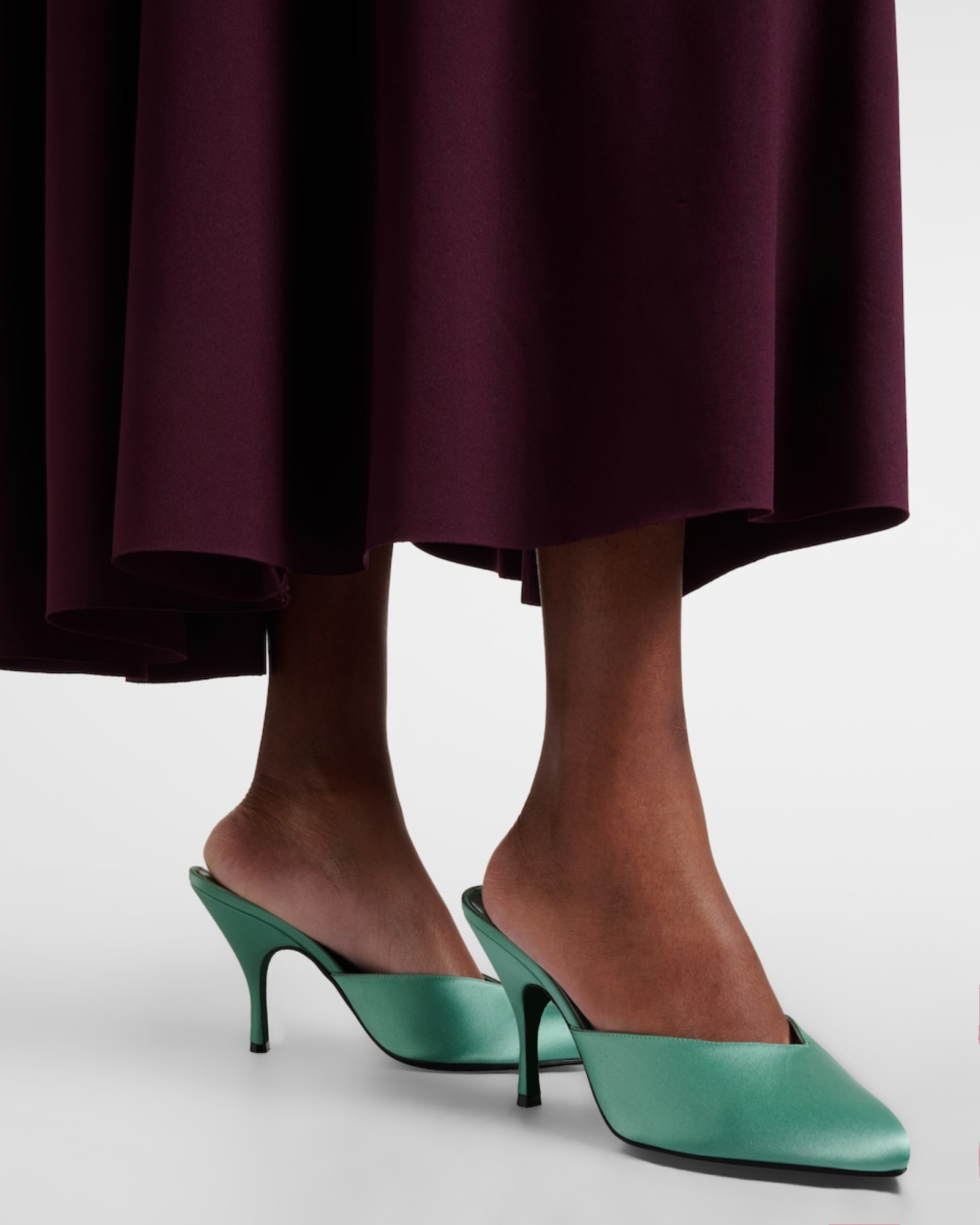  Lahja Satin Mules In Mint