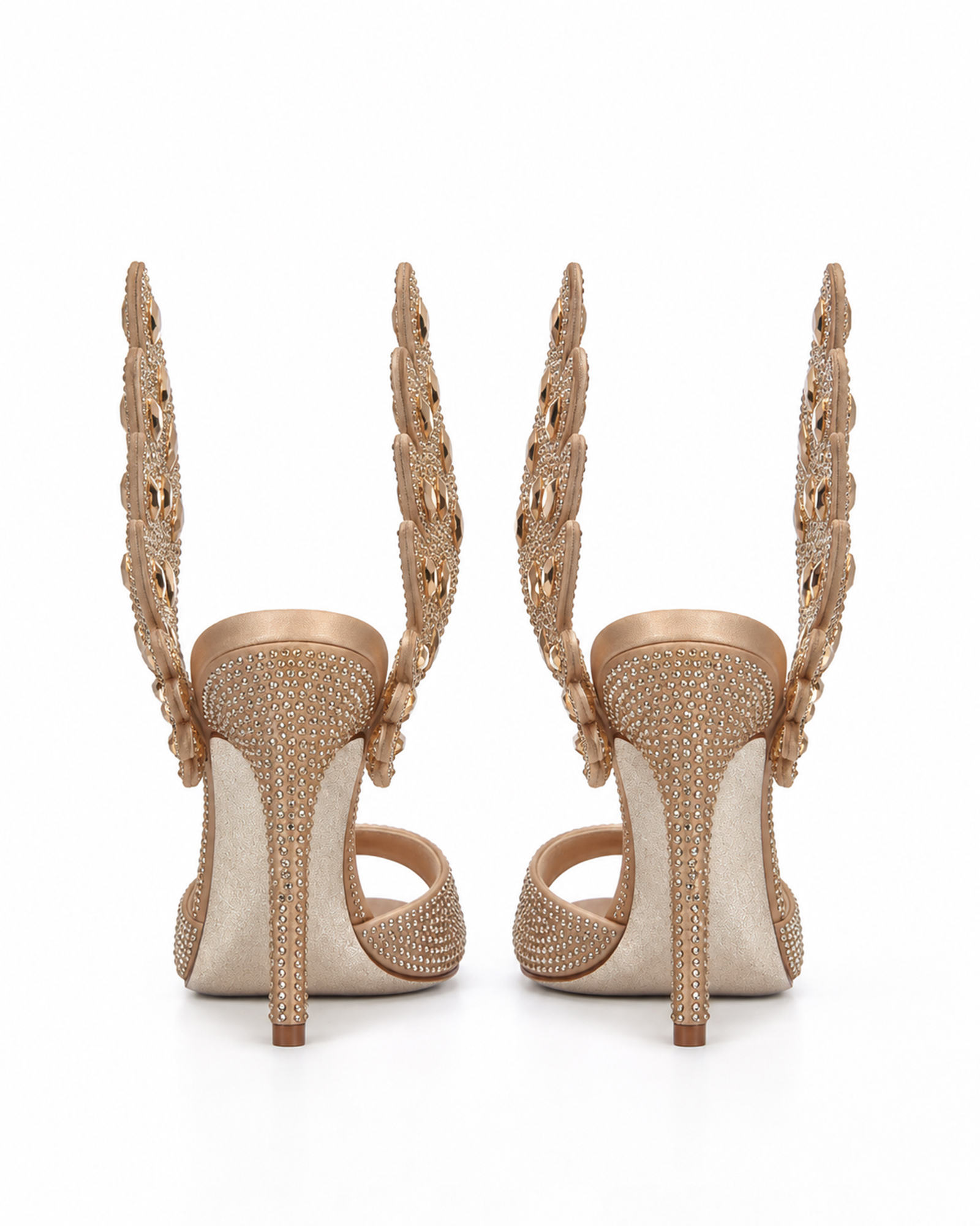 Nadja Rhinestone Wing Mules In Gold