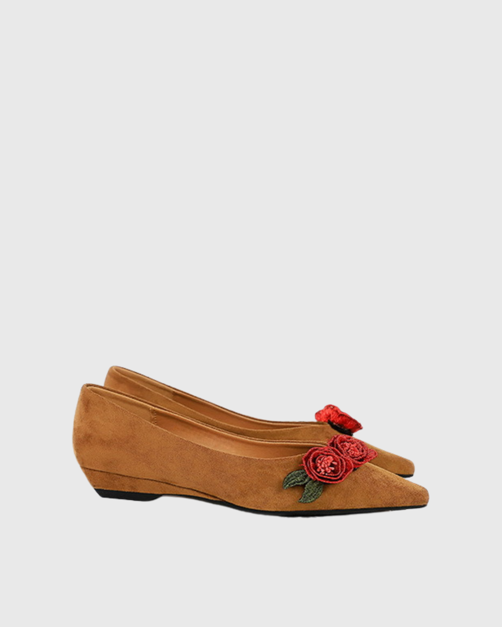 Scully Flower Velvet Flats In Brown