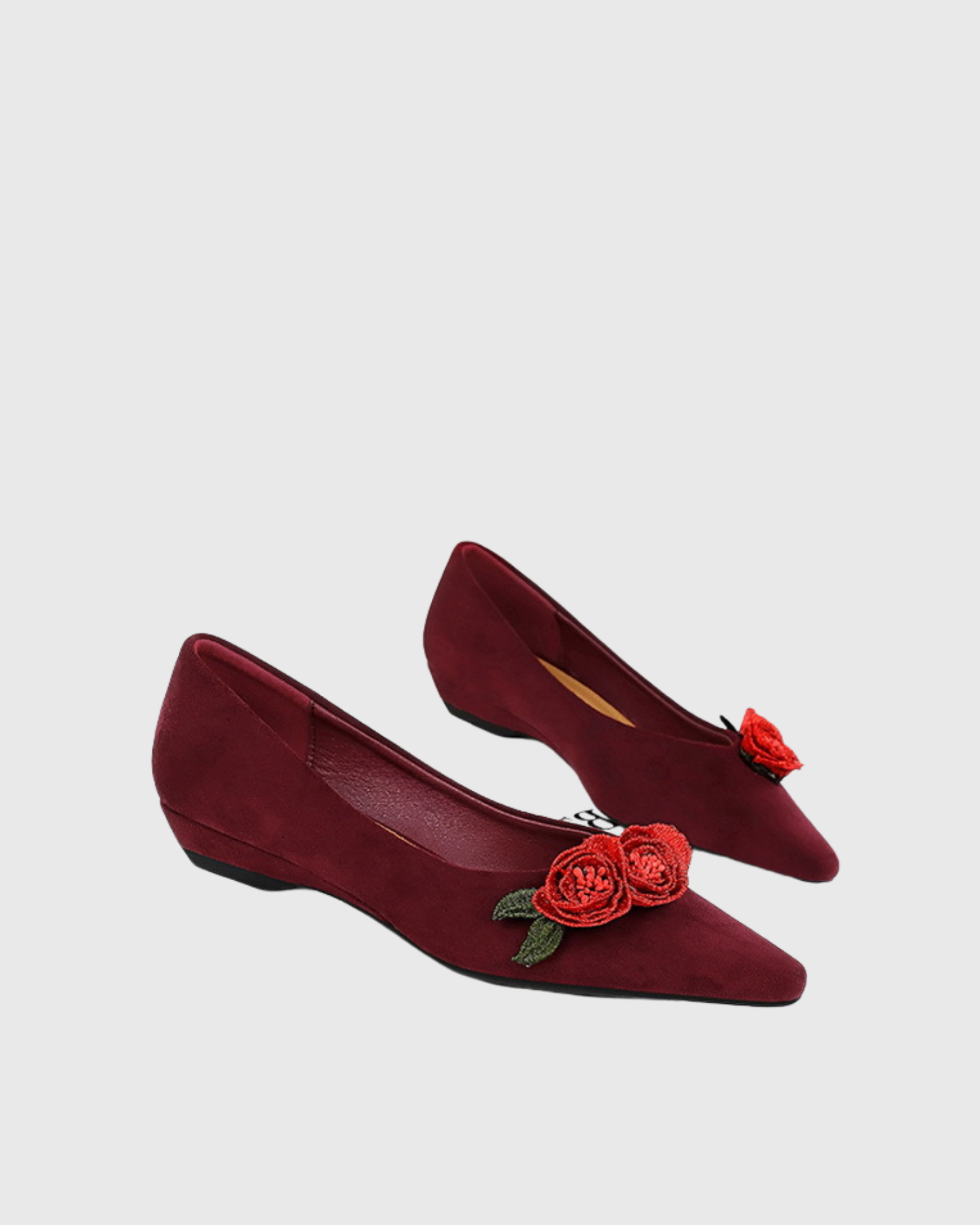 Scully Flower Velvet Flats In Burgendy