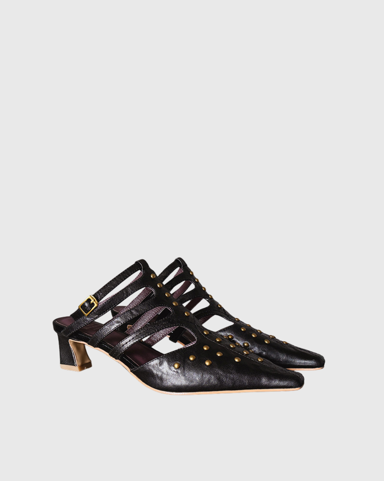 Fermina Studded CutOut Sandals in Black