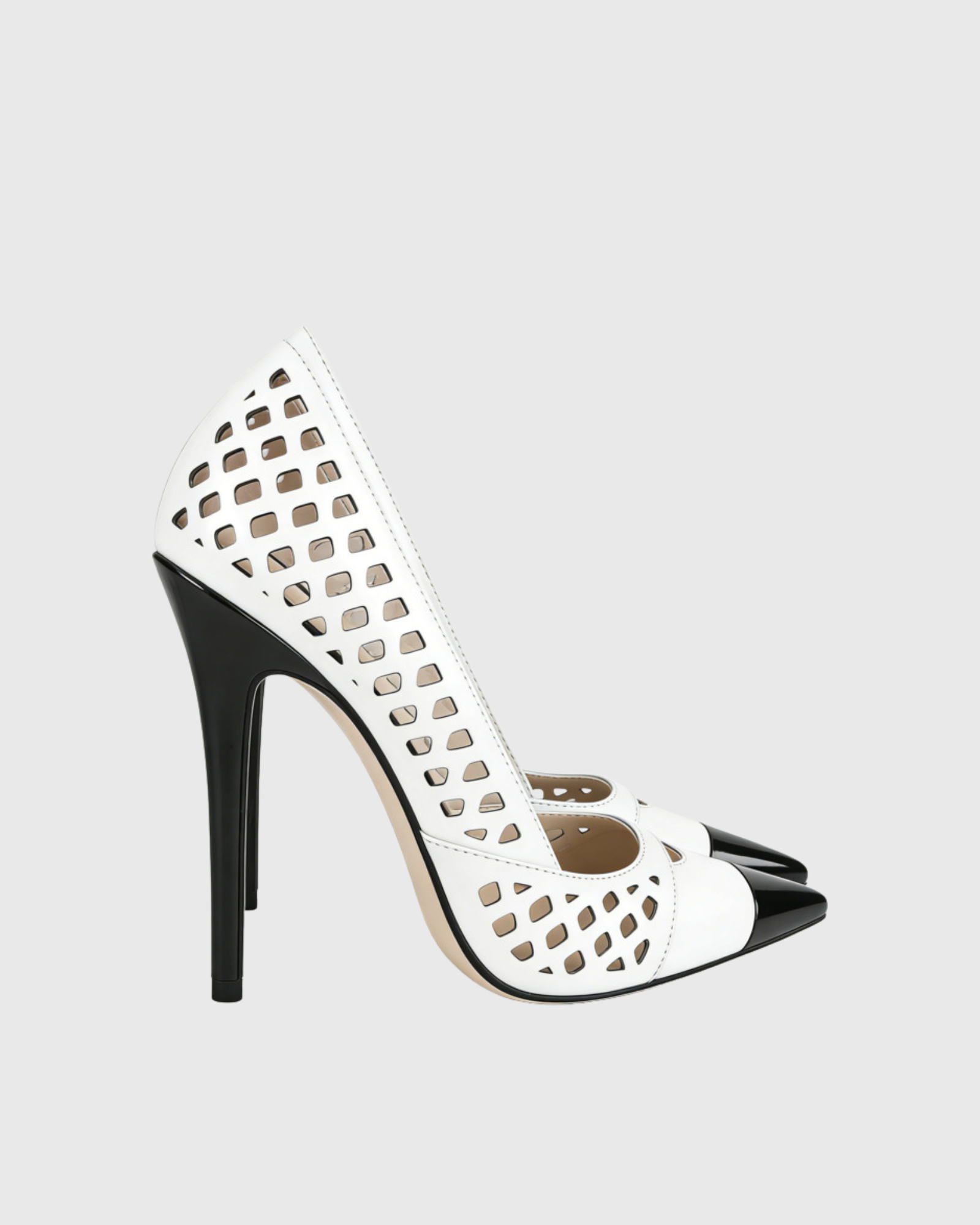Balla Cutout Splicing Pumps In White