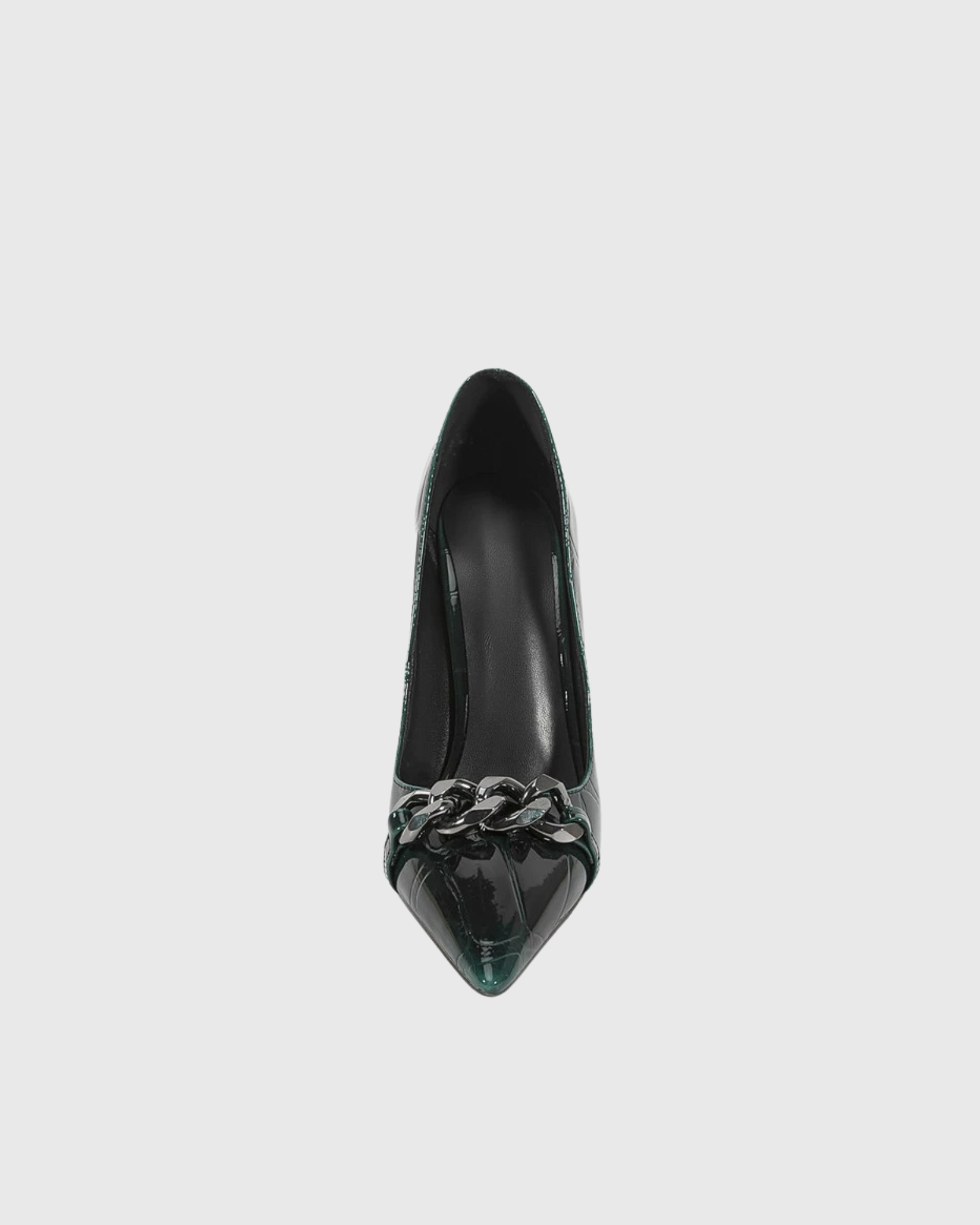 Eliza Metal Chain Croc Embossed Pumps In Emerald
