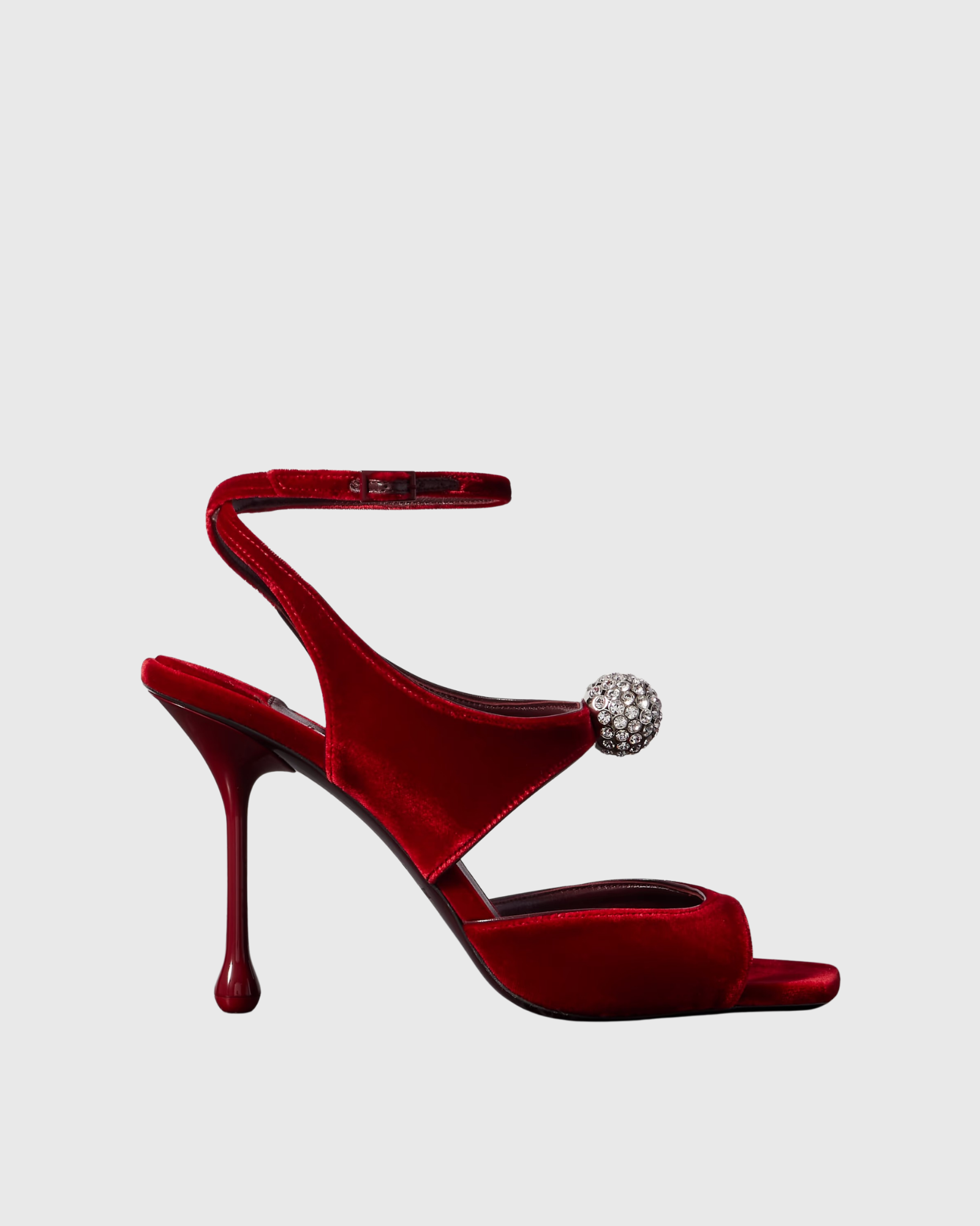 Kaawa Rhinestone Velvet Sandals In Red