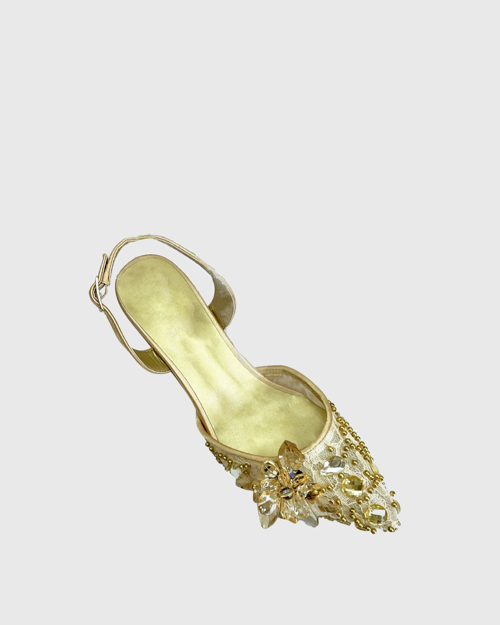 Fereydoon Slingback Rhinestone Pumps In Gold