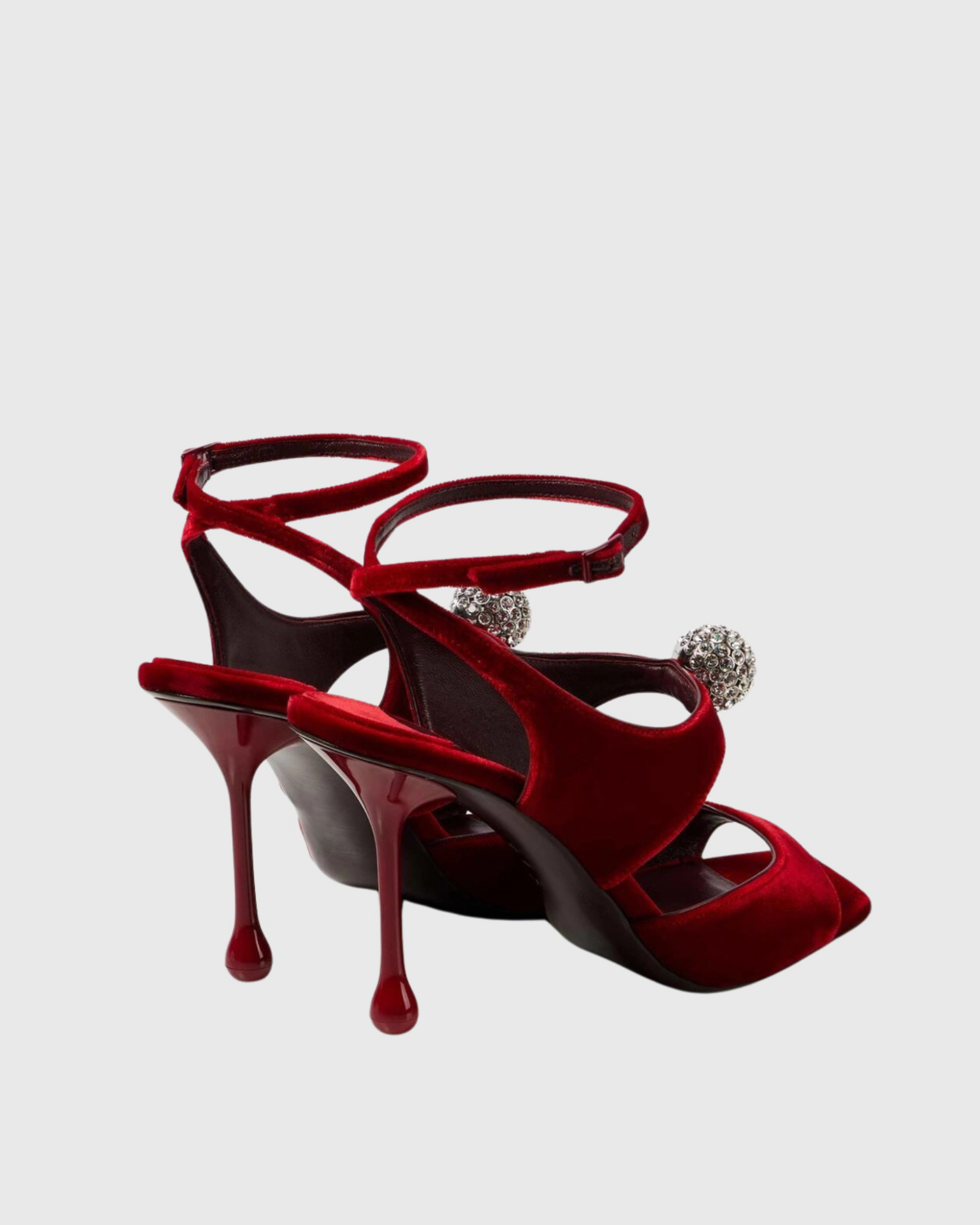 Kaawa Rhinestone Velvet Sandals In Red