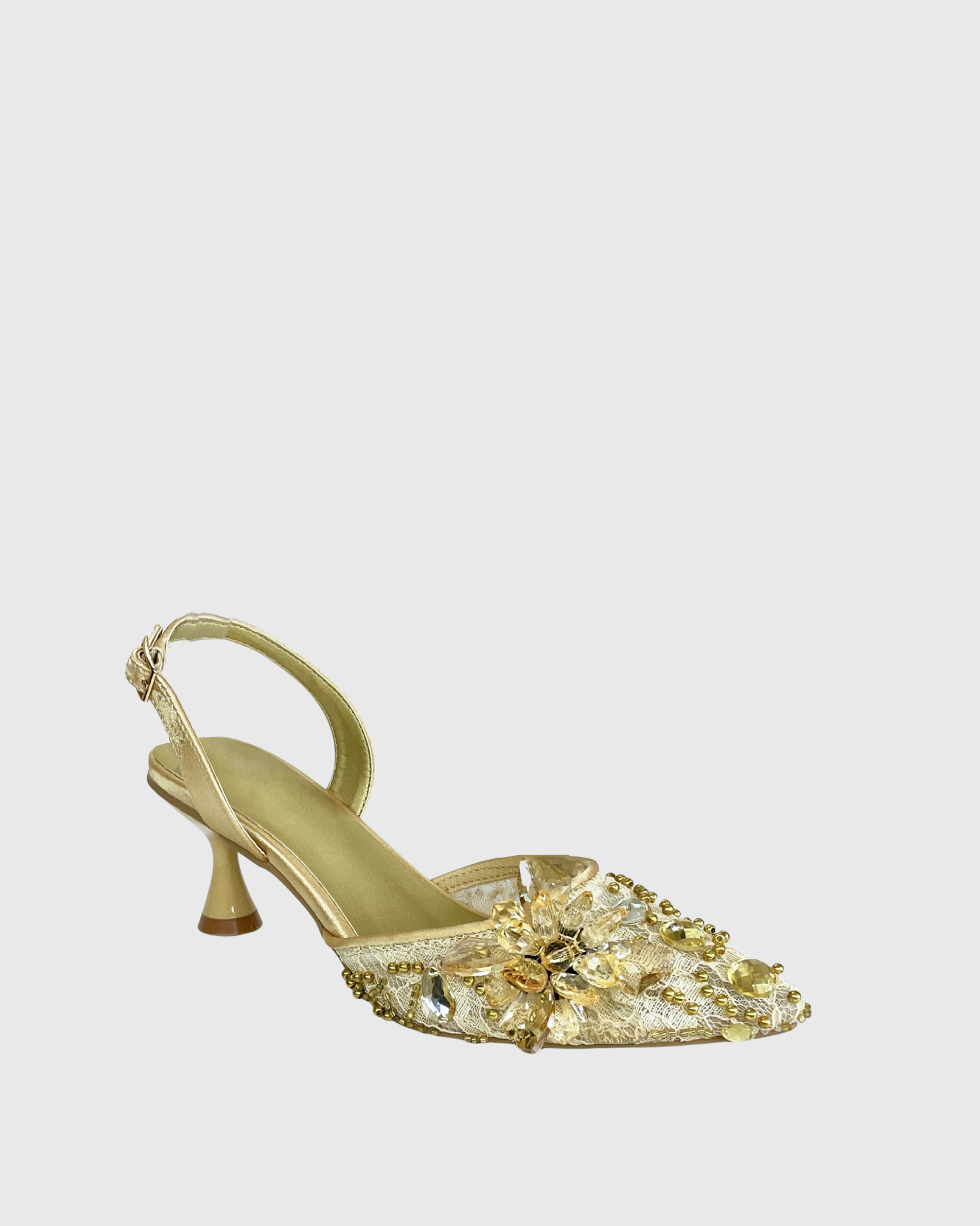 Fereydoon Slingback Rhinestone Pumps In Gold