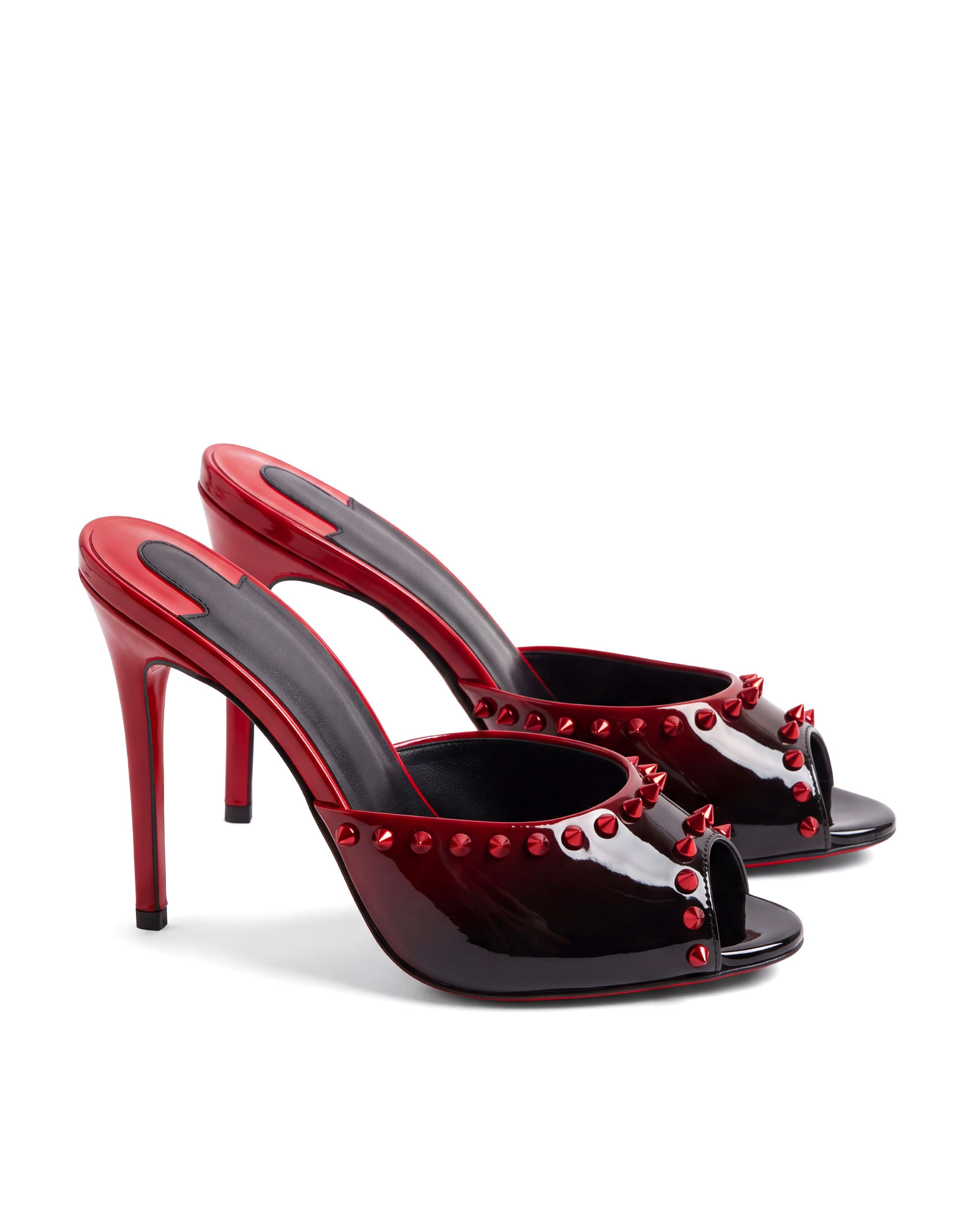 Mysie Rivet Red & Black Mules In Ombré