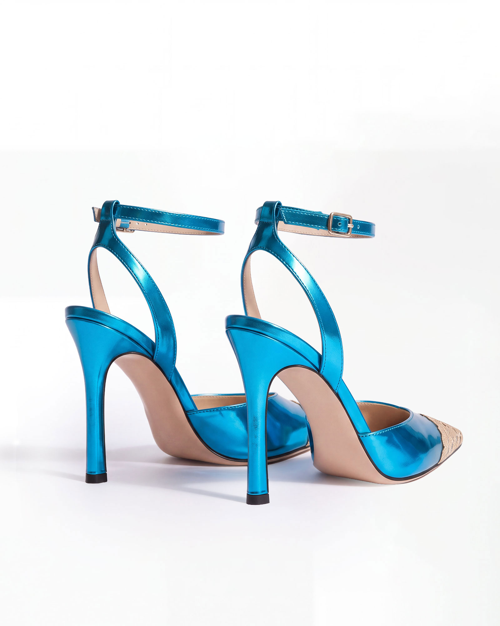 Nada Metallic Strap Pumps In Cobalt Blue