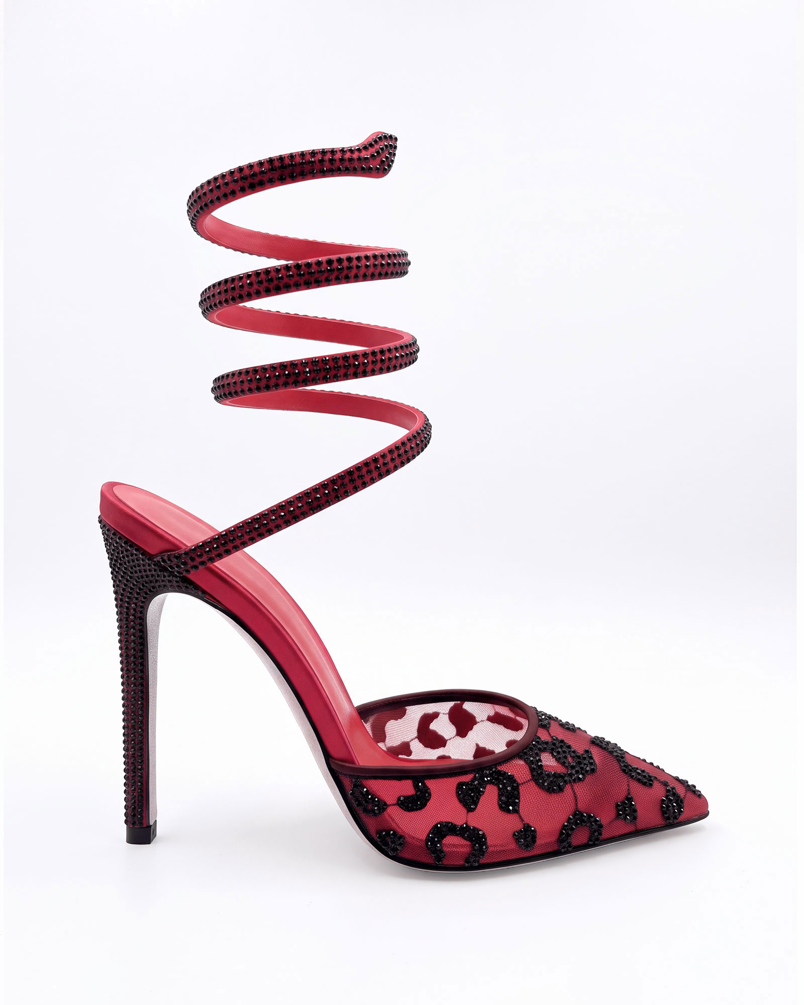 Milja Leopard Print Rhinestone Snake Pumps In Pink