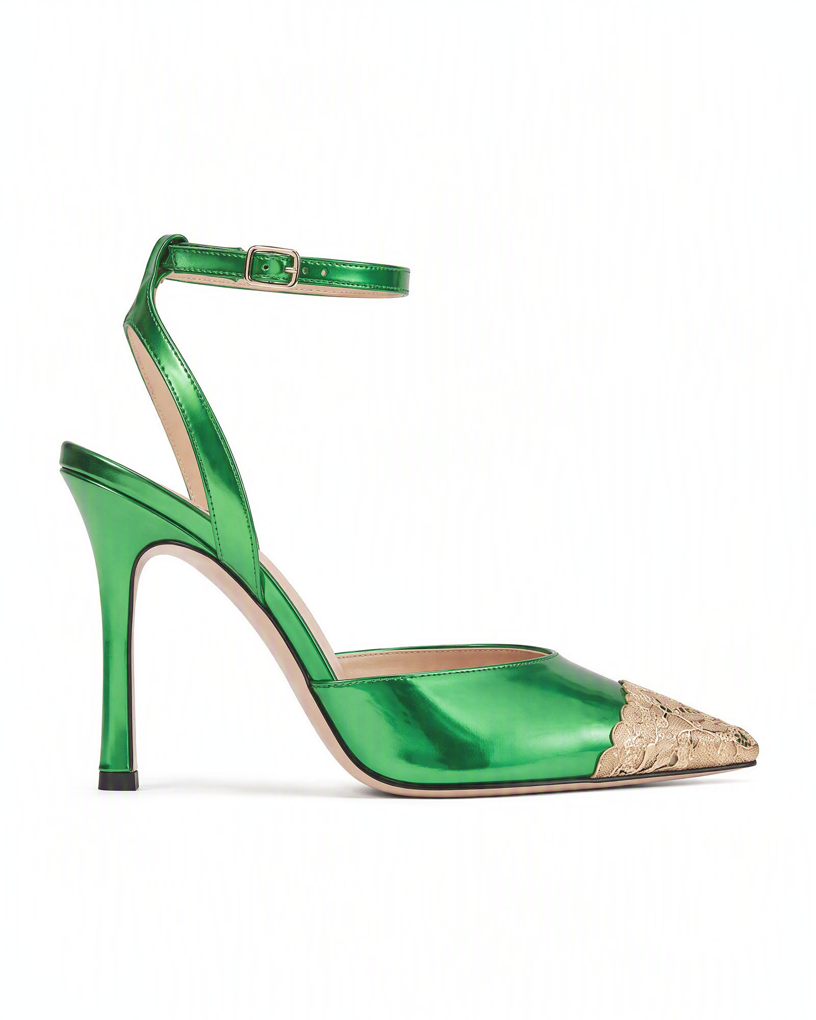 Nada Metallic Strap Pumps In Green