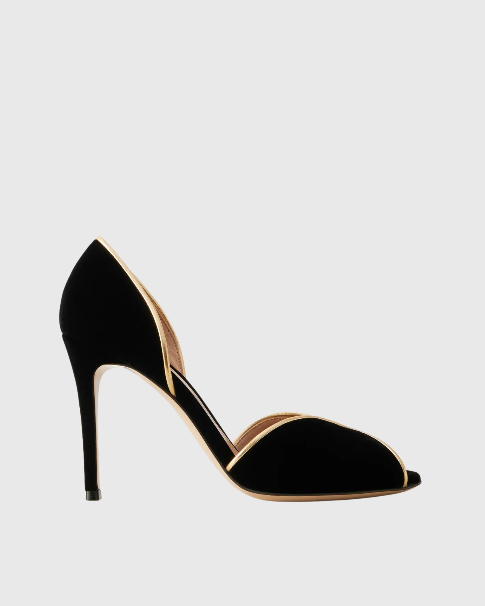 Kabibe Metallic Leather Trimmed Peep Toe Sandals In Black