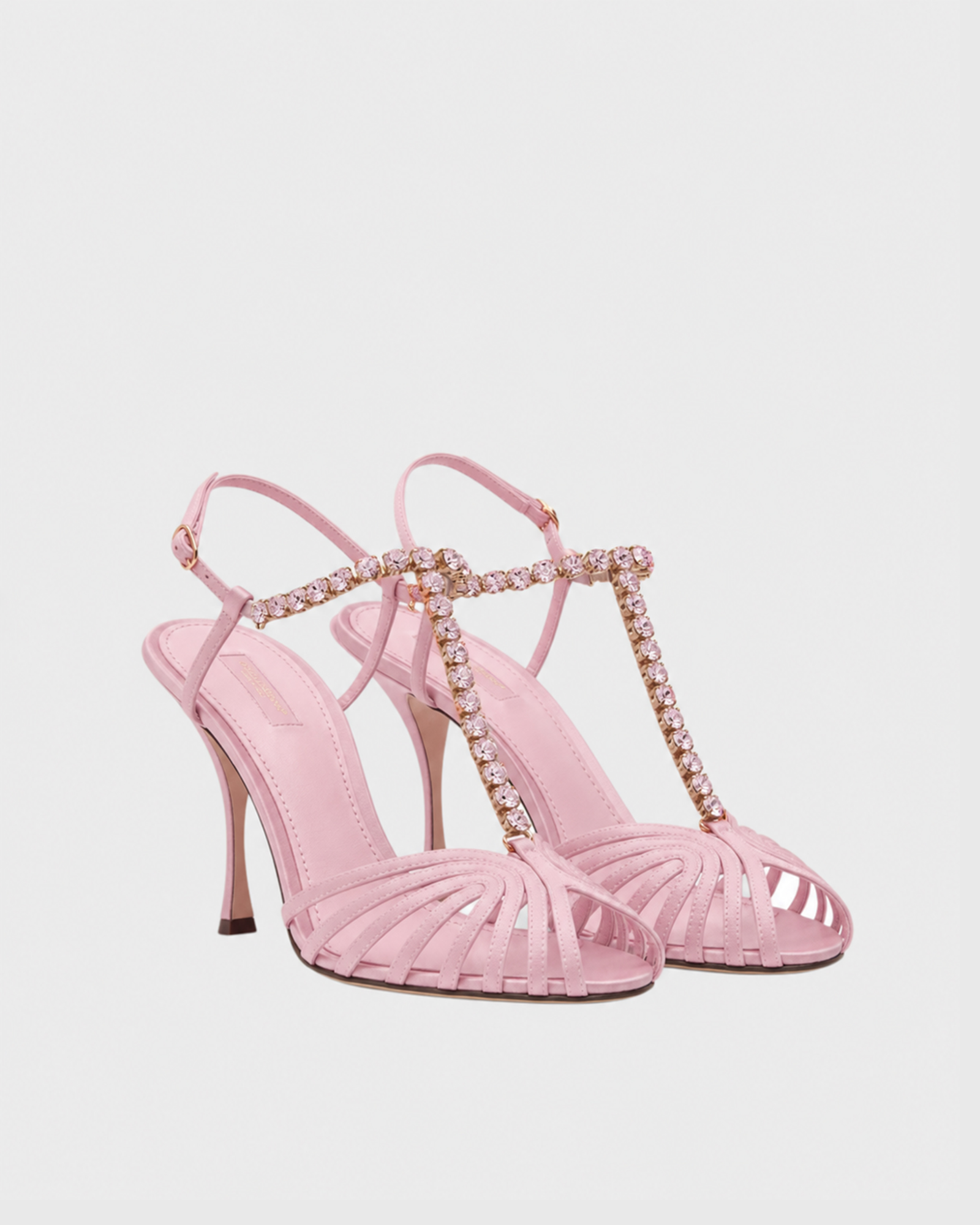 Kabili Rhinestone T Strap Sandals In Pink