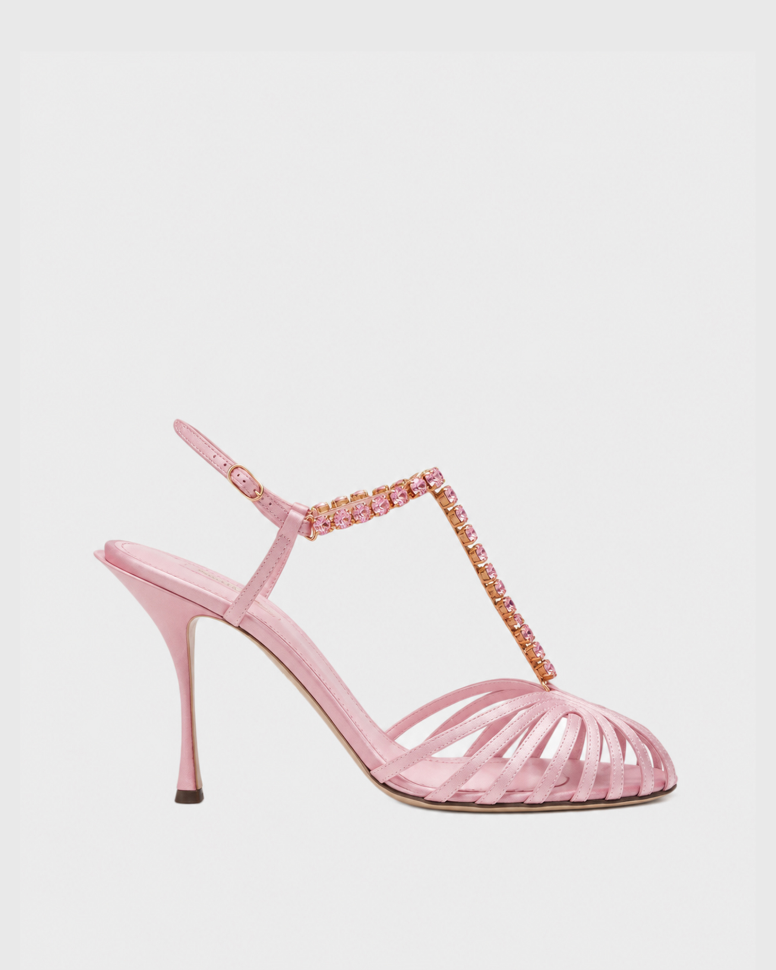 Kabili Rhinestone T Strap Sandals In Pink