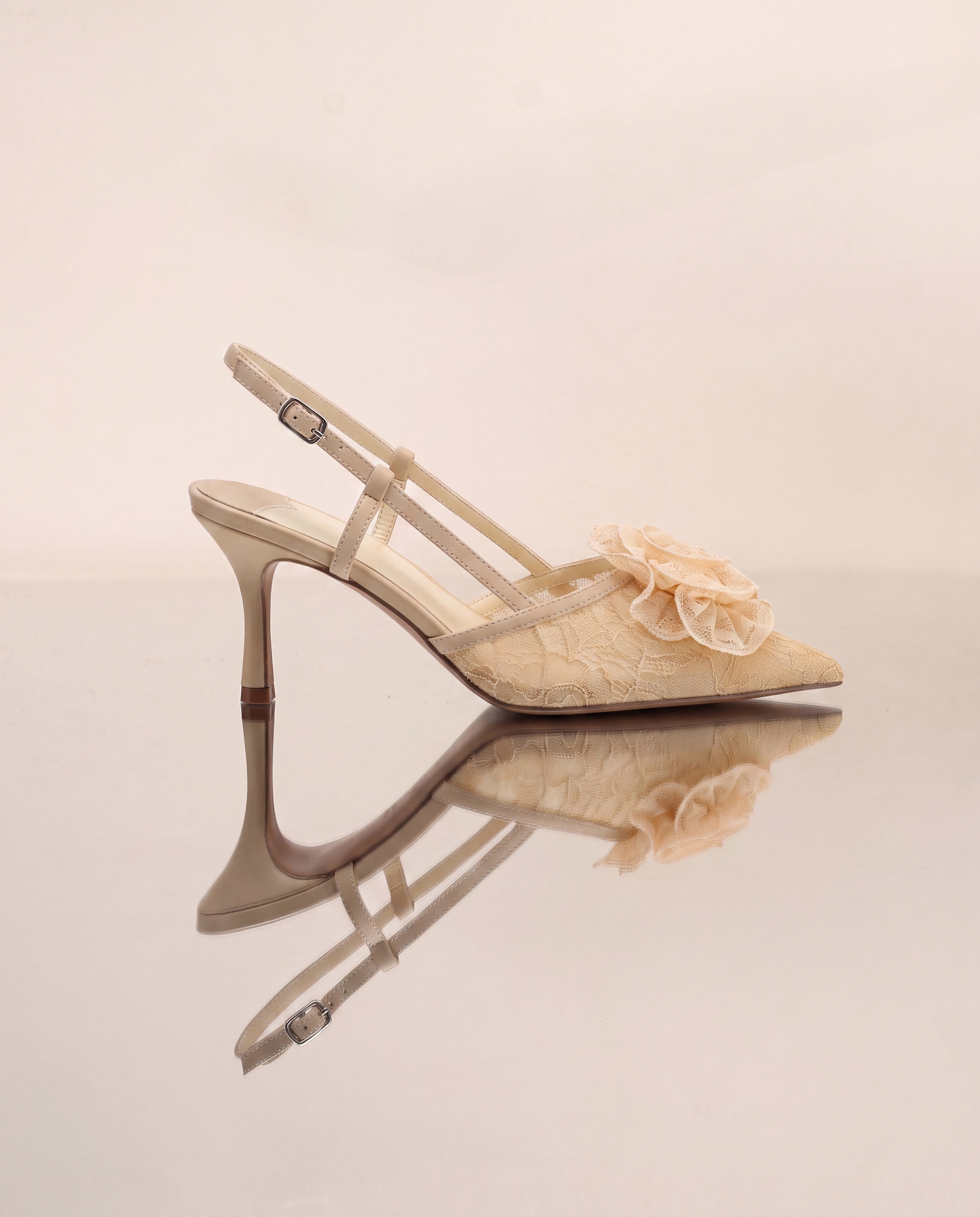 Lidka Flower Slingback Pumps In Nude