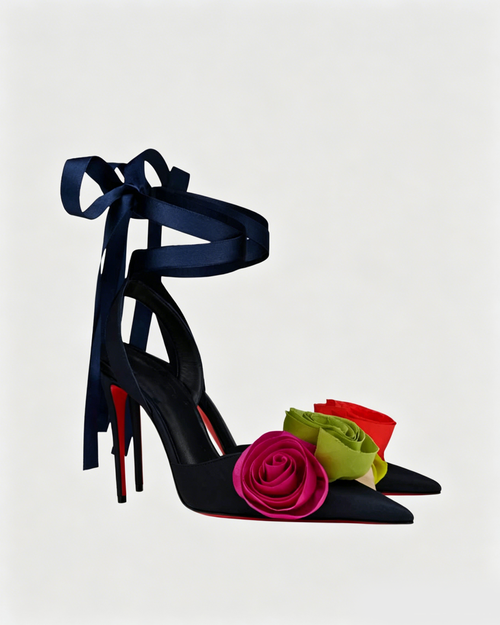 Zyvella Flower Strap Sandals In Midnight Blue