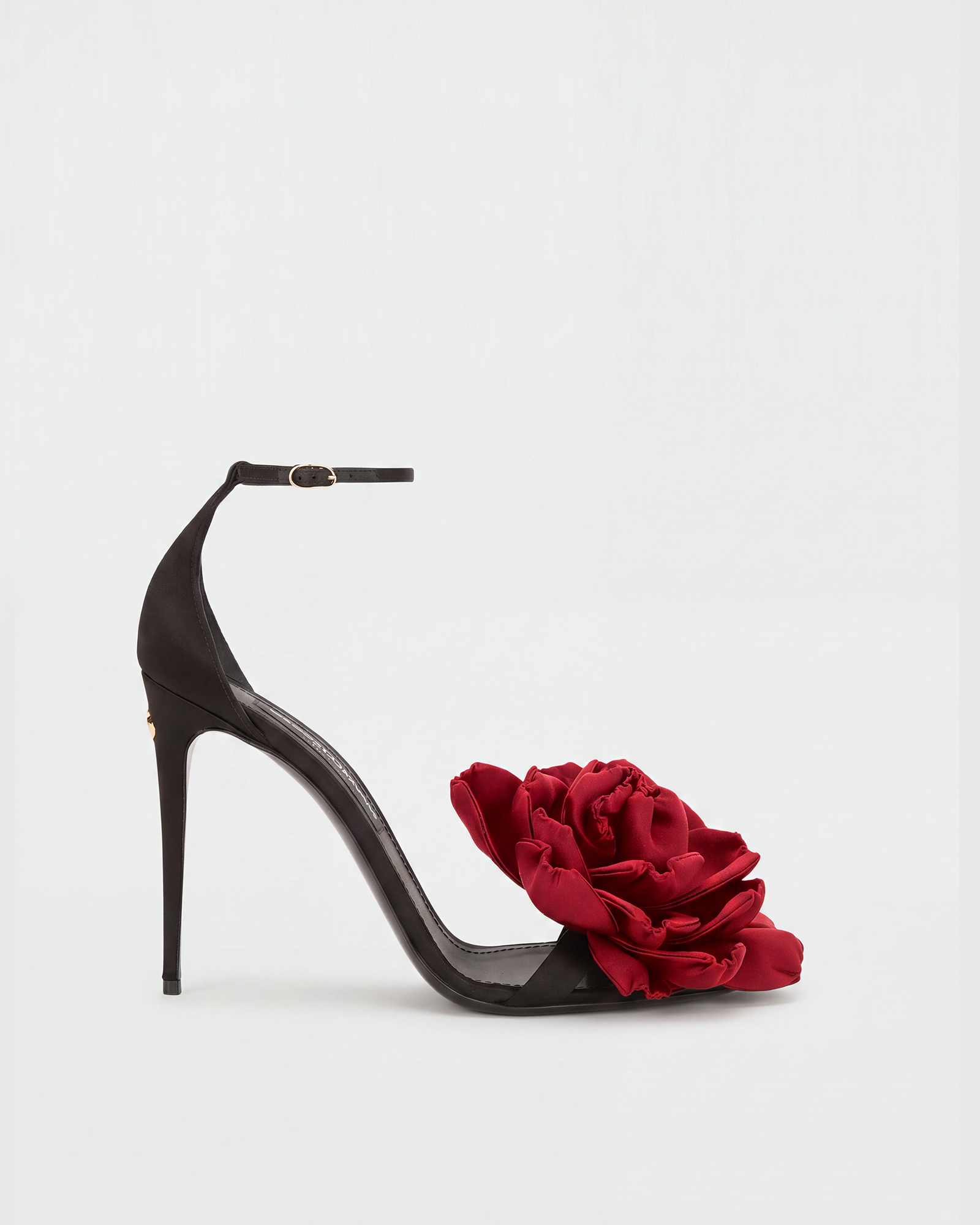Mai Red Flower Strap Sandals In Black