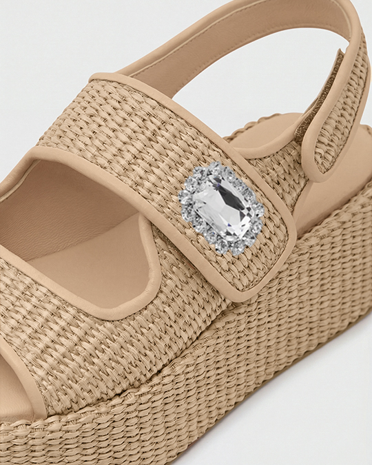 Jouri Woven Platform Sandals In Nude