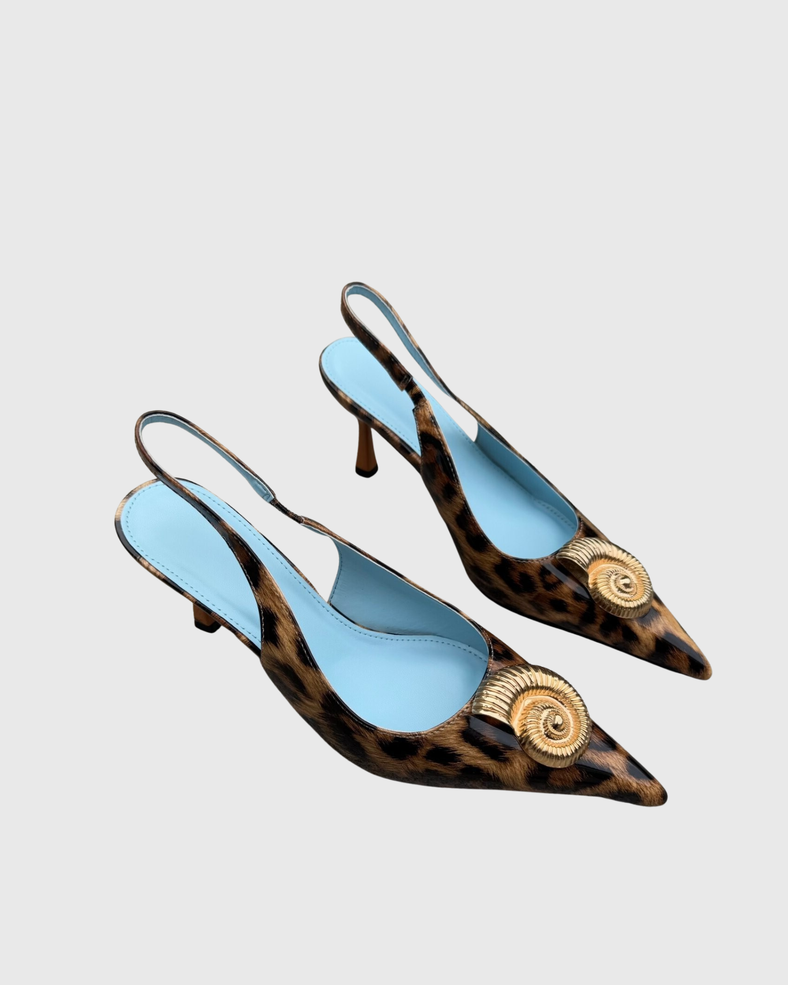 Judy Metal Conch Slingback Pumps In Leopard&Blue