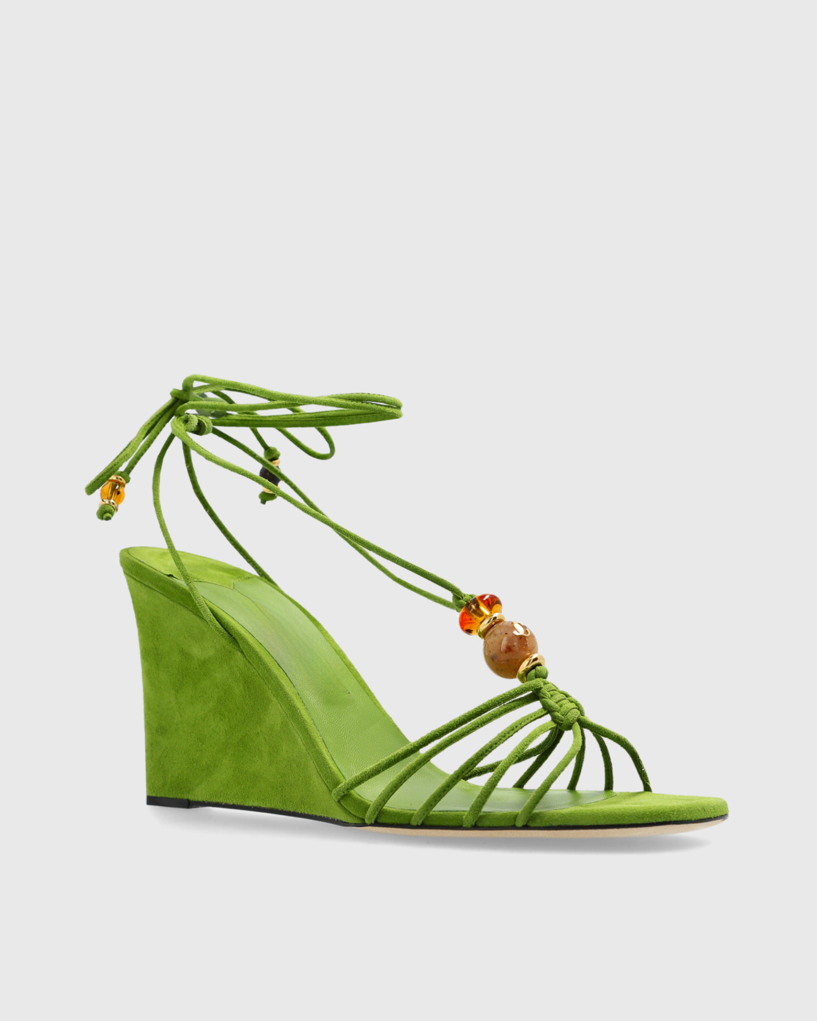 Liora Suede Wedge Sandals In Olive Green