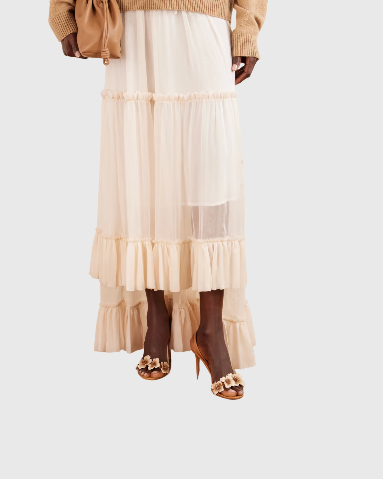 Florence Flower Sandals In Light Brown 