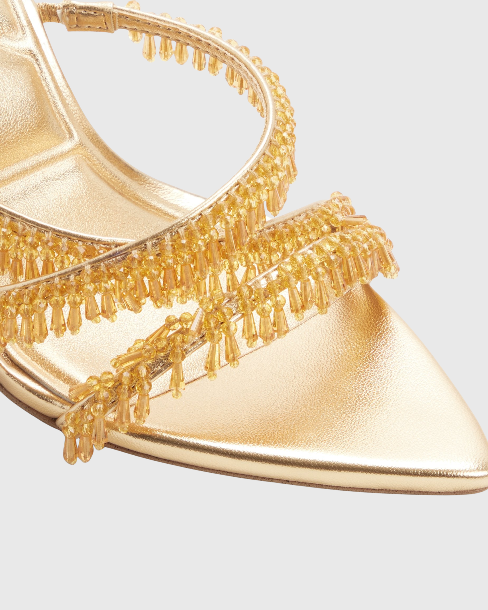 Jorun Fringe Rhinestone Lace Up Sandals In Gold