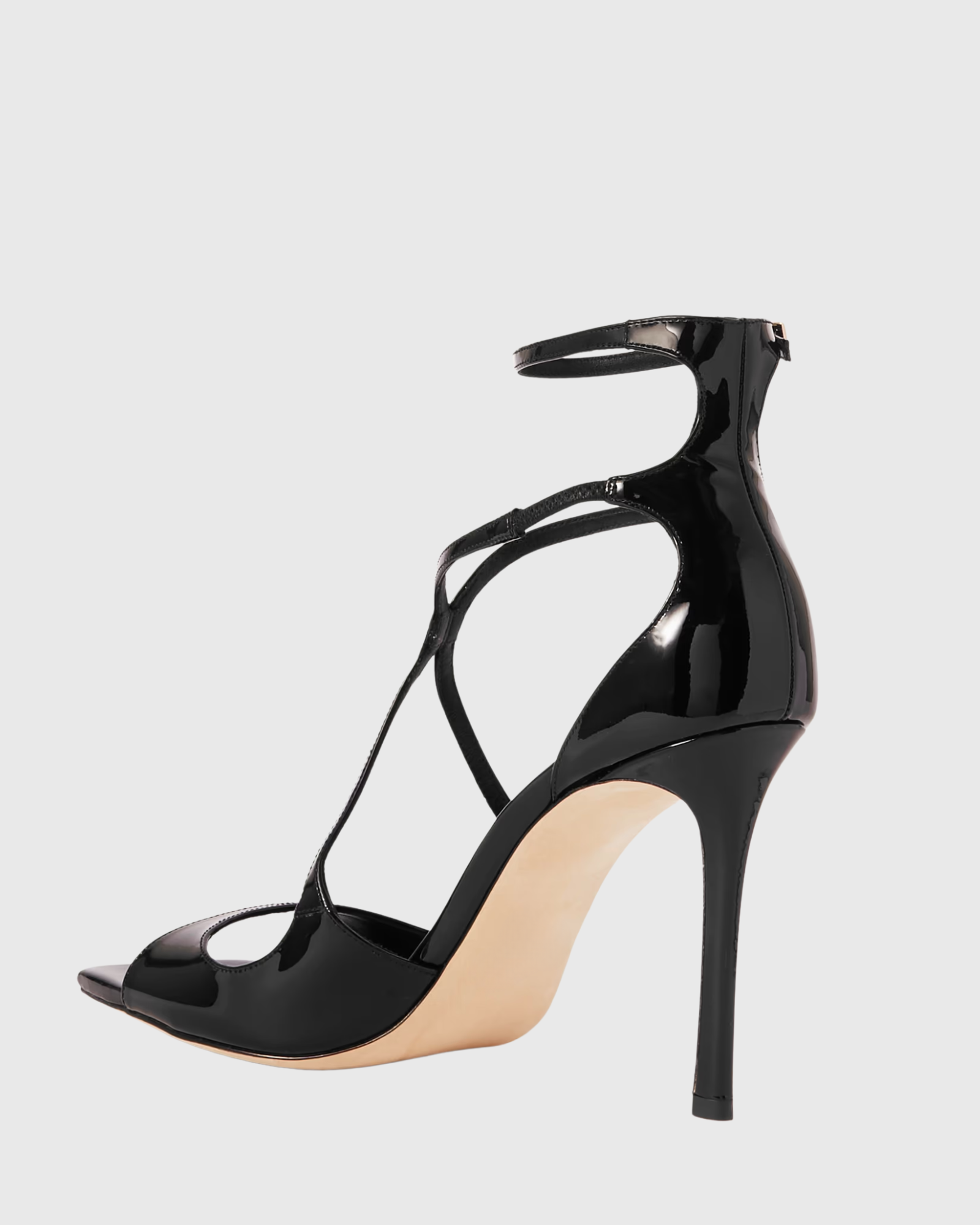Aryana Patent Leather Strap Sandals In Black