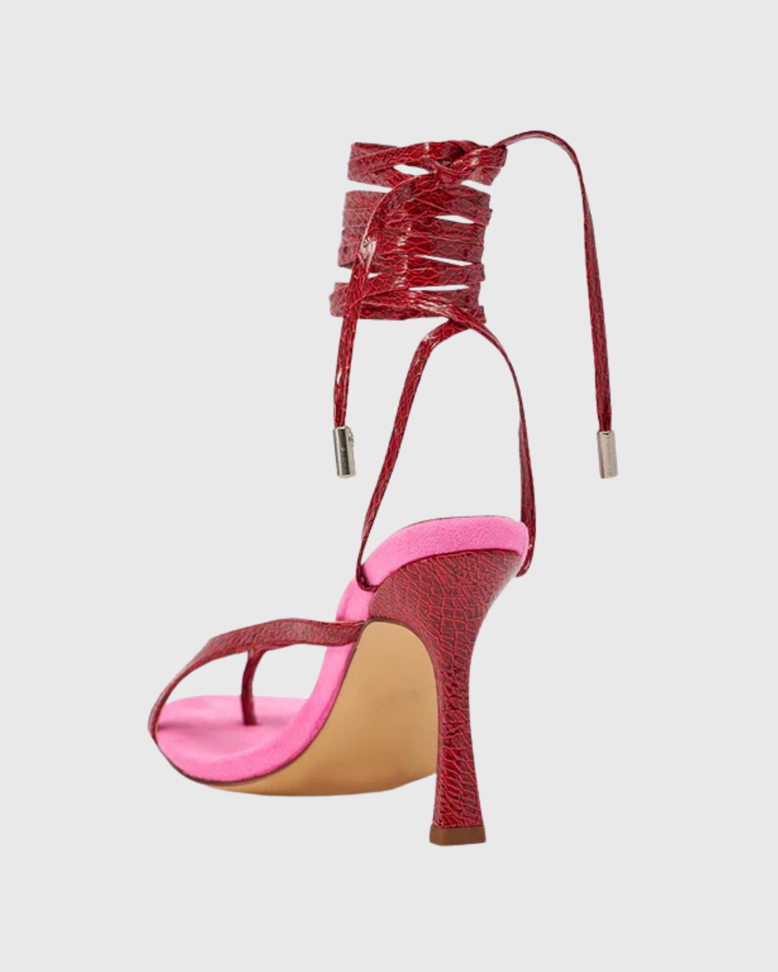 Kalyn Thong Toe Lace Up Sandals In Pink