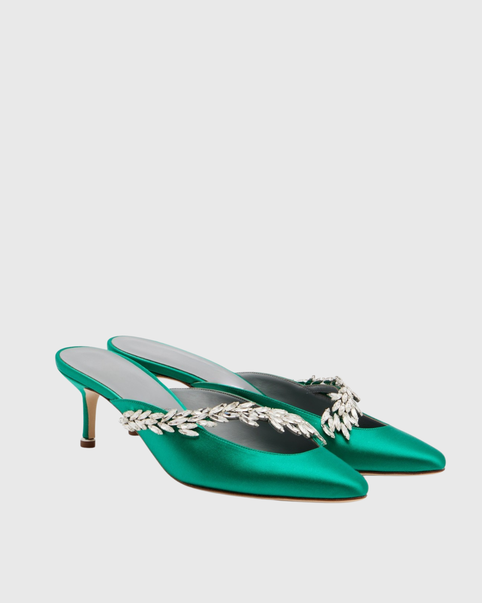 Liba Rhinestone Vine Mules In Green