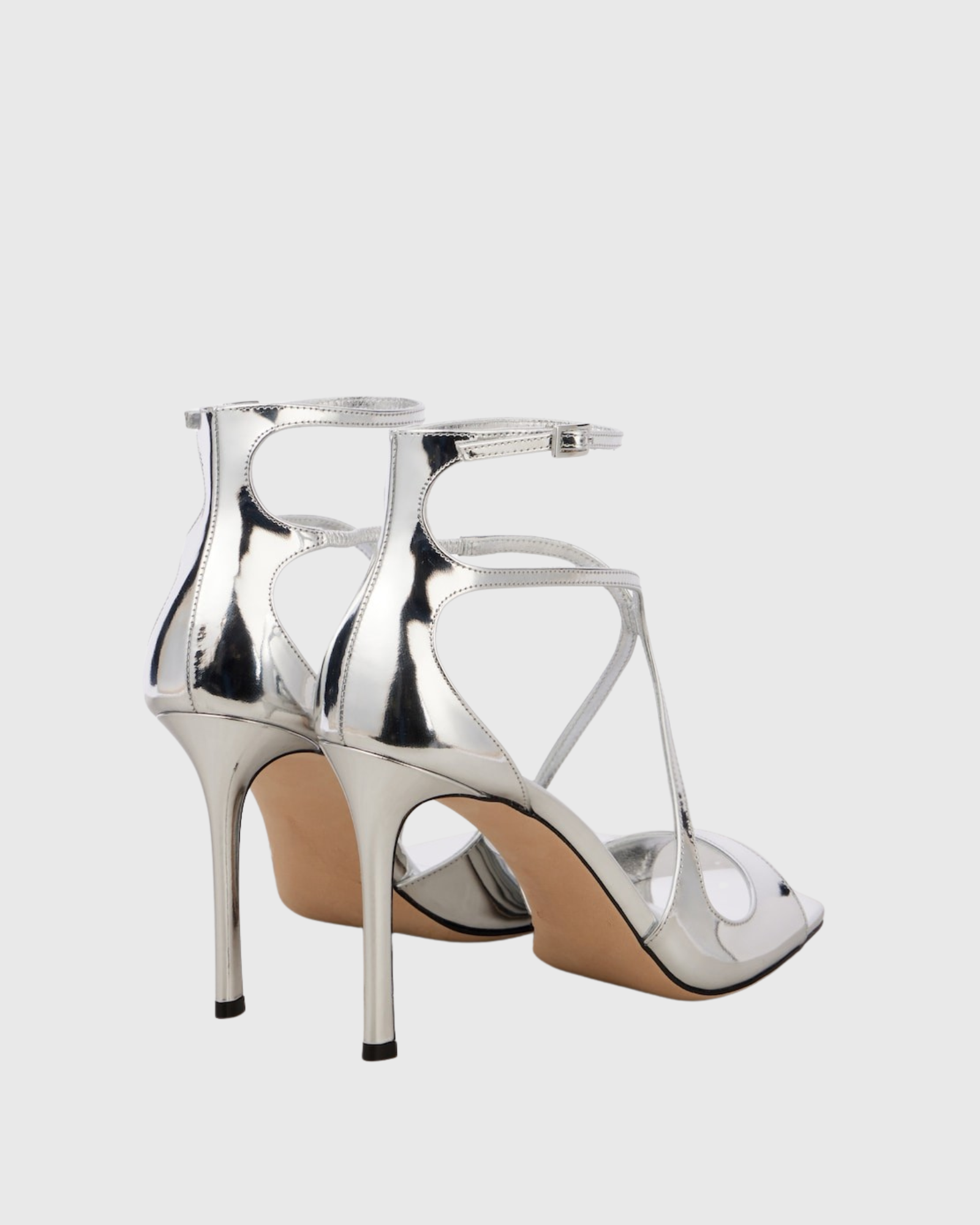 Aryana Metallic Strap Sandals In Sliver