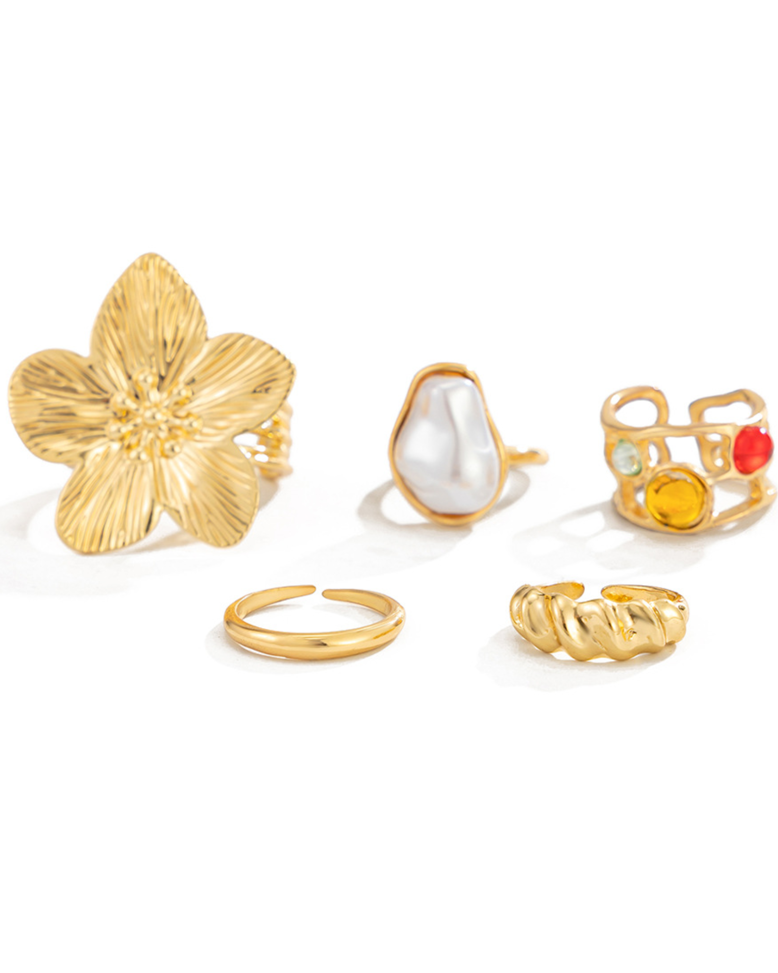 Golden Bloom Toe Ring Set