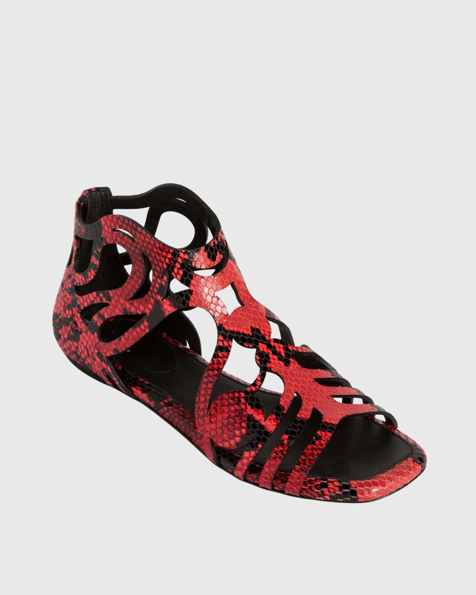 Maila Snake Print Flats In Red
