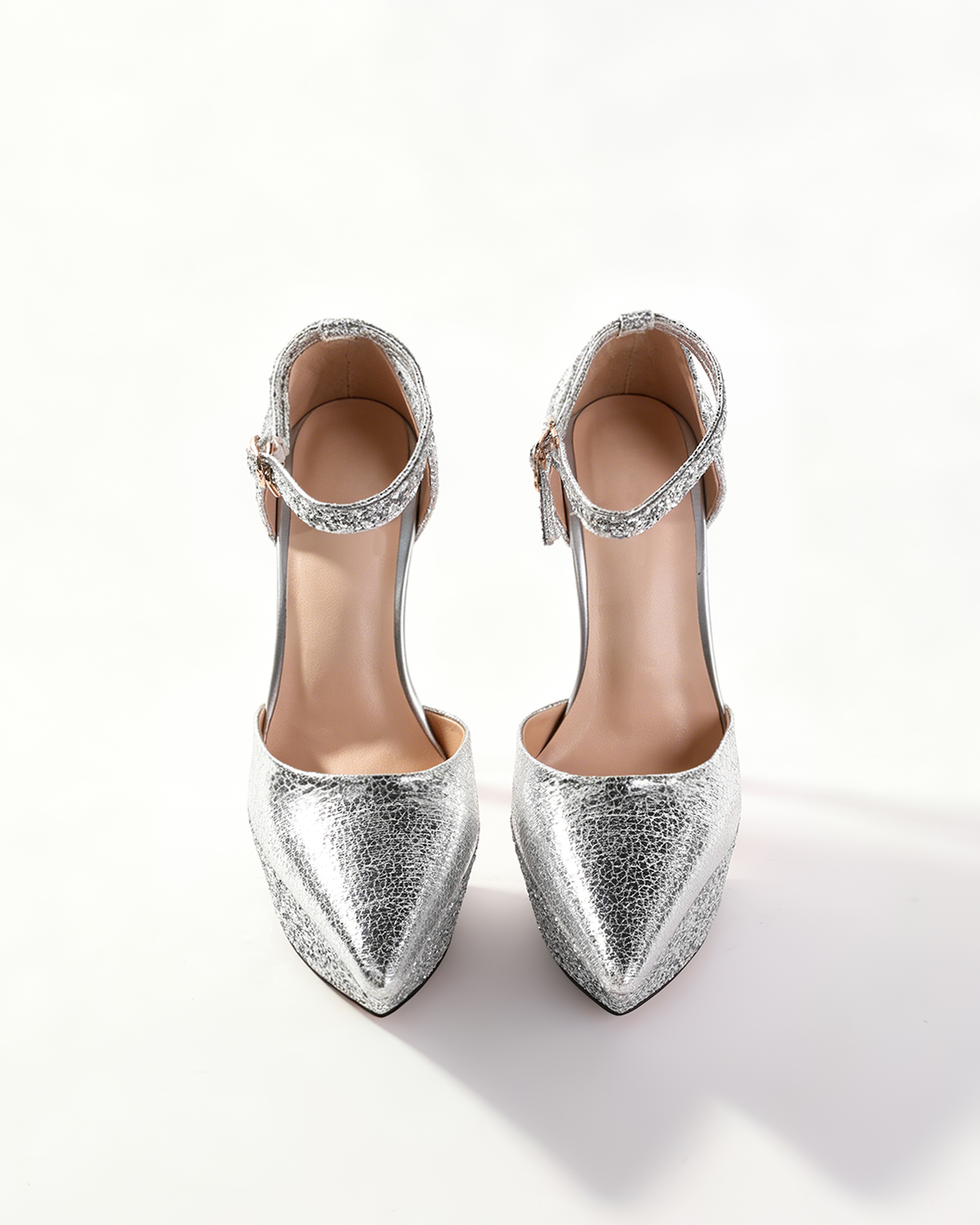 Agata Glitter Platform Heels In Silver