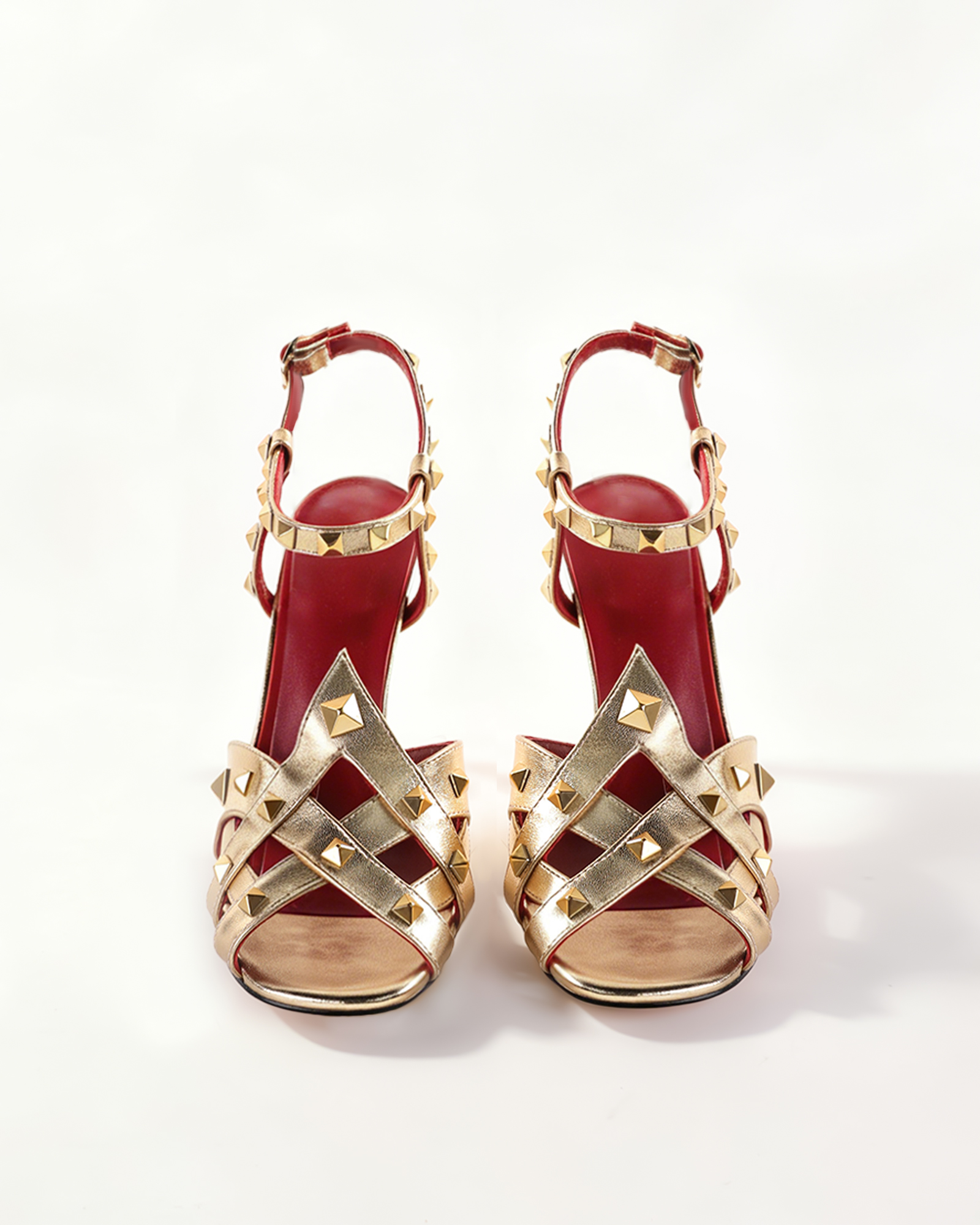 Irune Rivet Cage Sandals In Gold