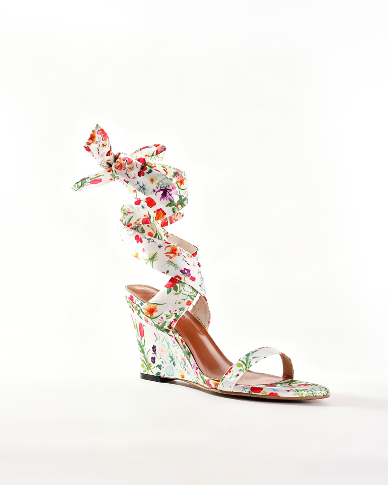 Isbel Print  Lace Up Wedge Sandals