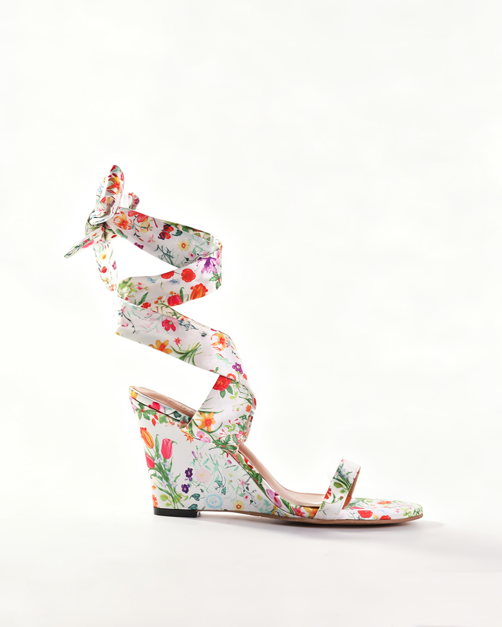 Isbel Print  Lace Up Wedge Sandals