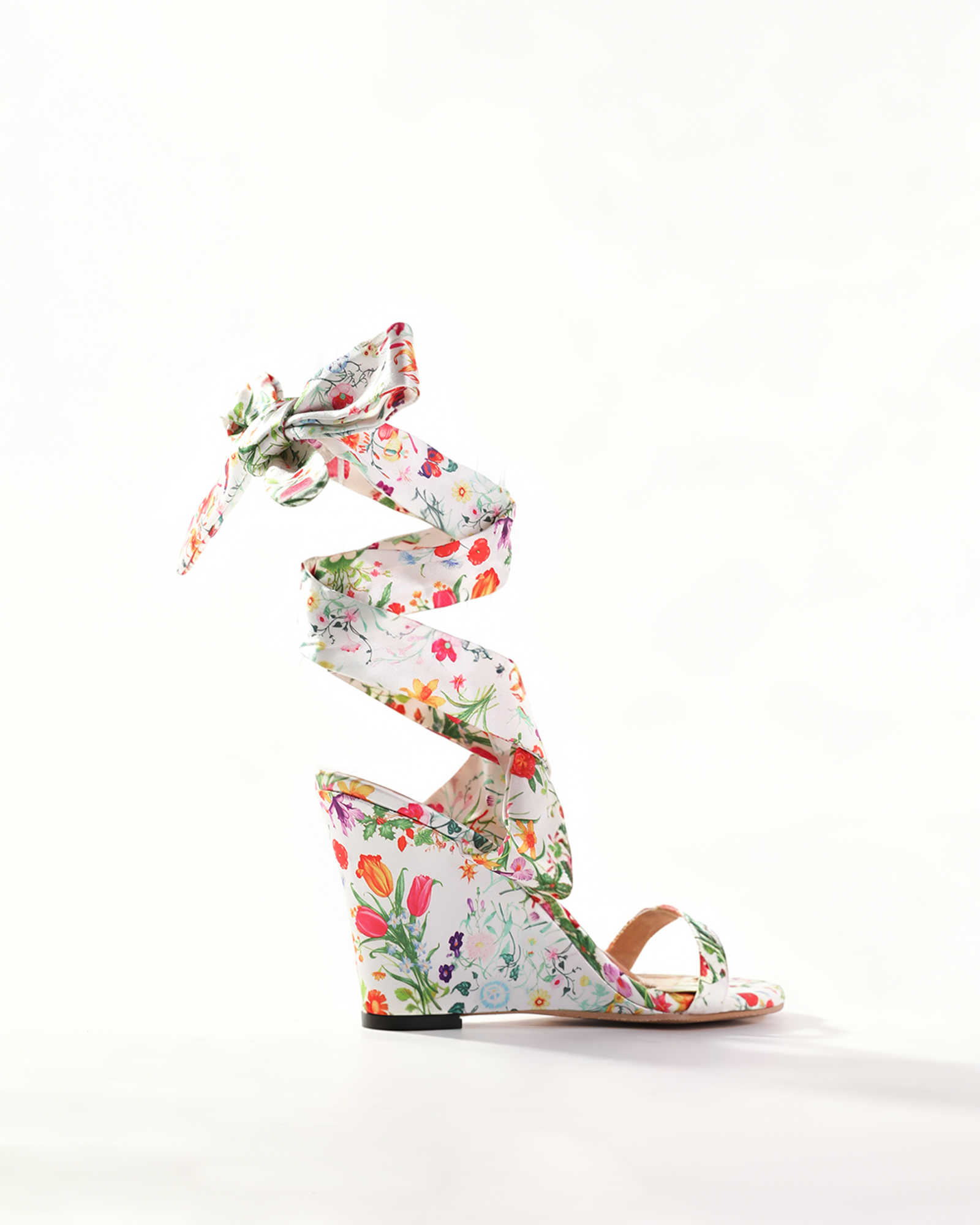 Isbel Print  Lace Up Wedge Sandals