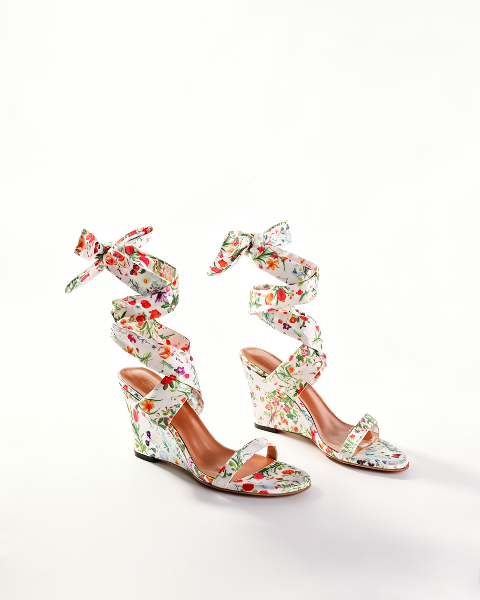 Isbel Print  Lace Up Wedge Sandals