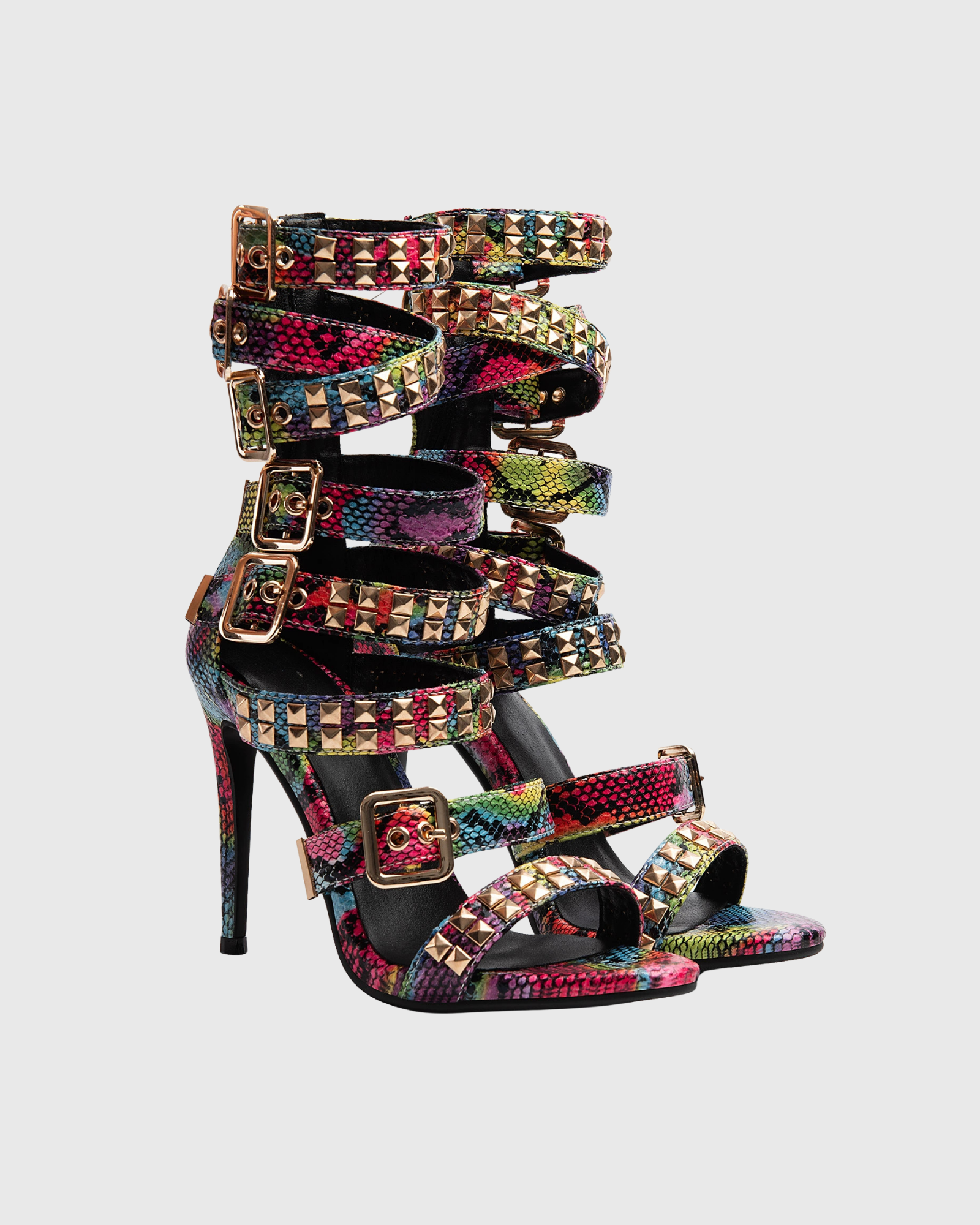 Mere Snake Print Buckle Sandals