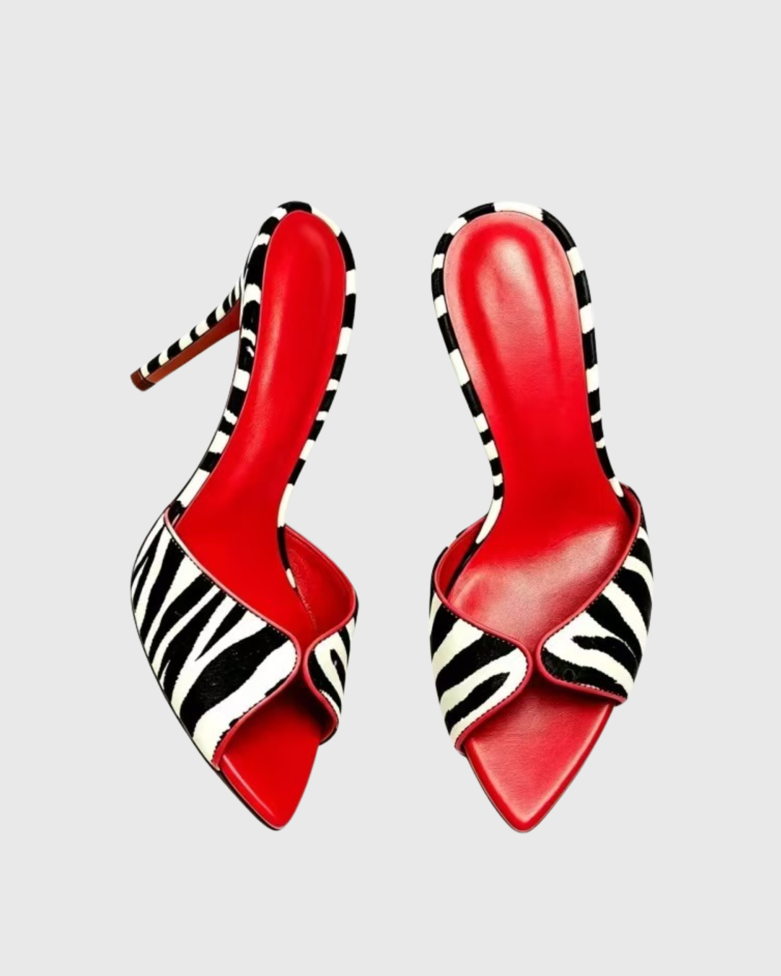 Kairi Zebra Paint Peep Toe Mules In Red