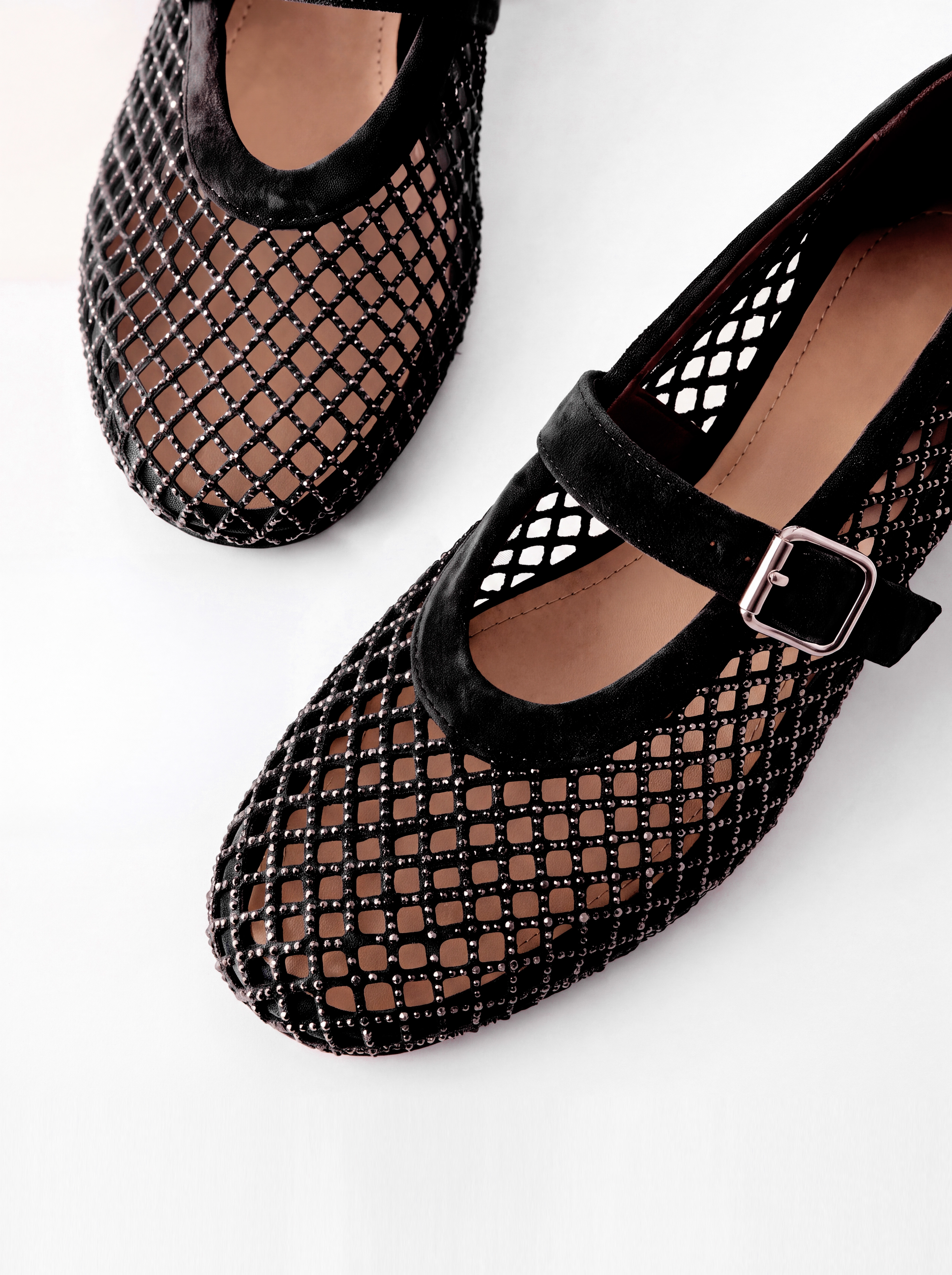 Mojca Rhinestone Fishnet Mary Janes