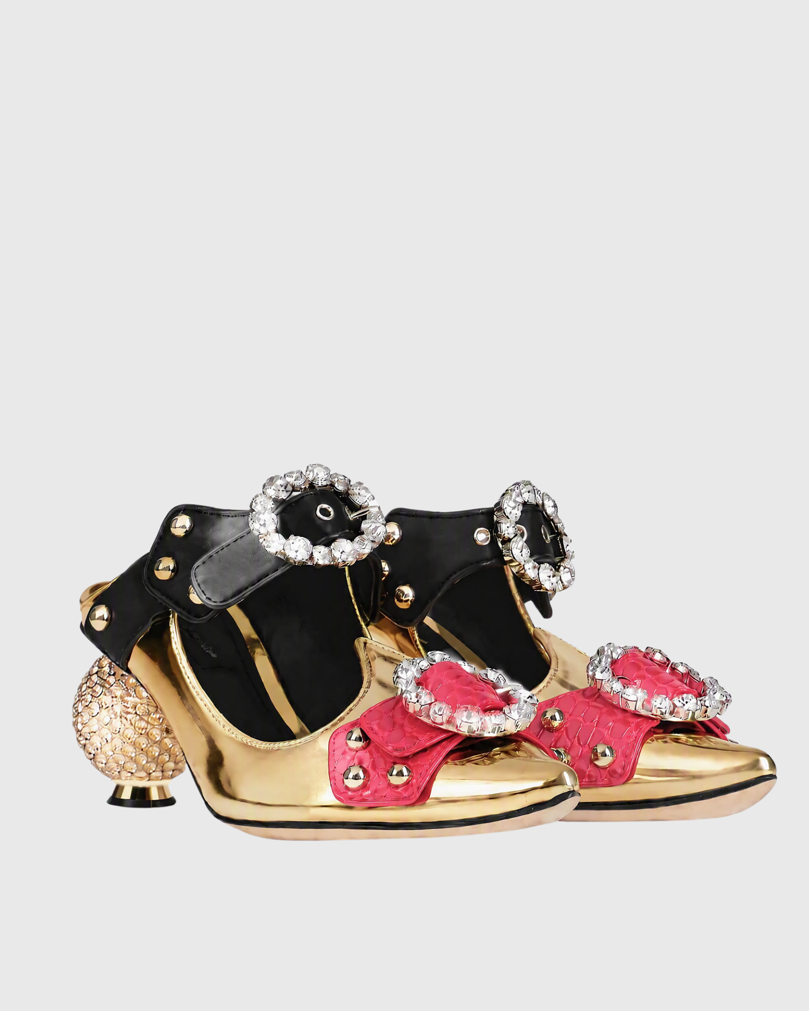 Melody Buckle Mules In Gold