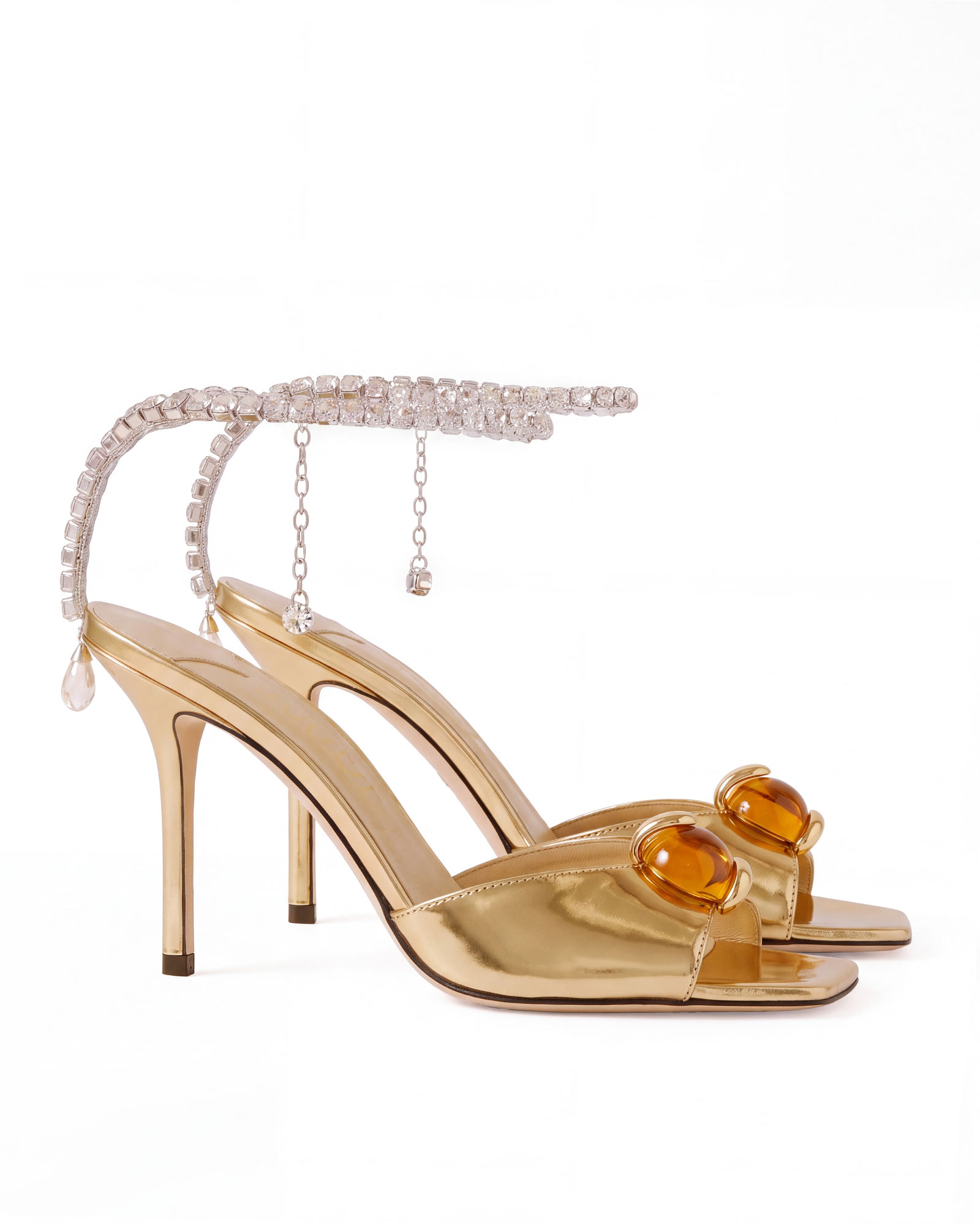 Murna Amber Jewel Ankle Chain Sandals