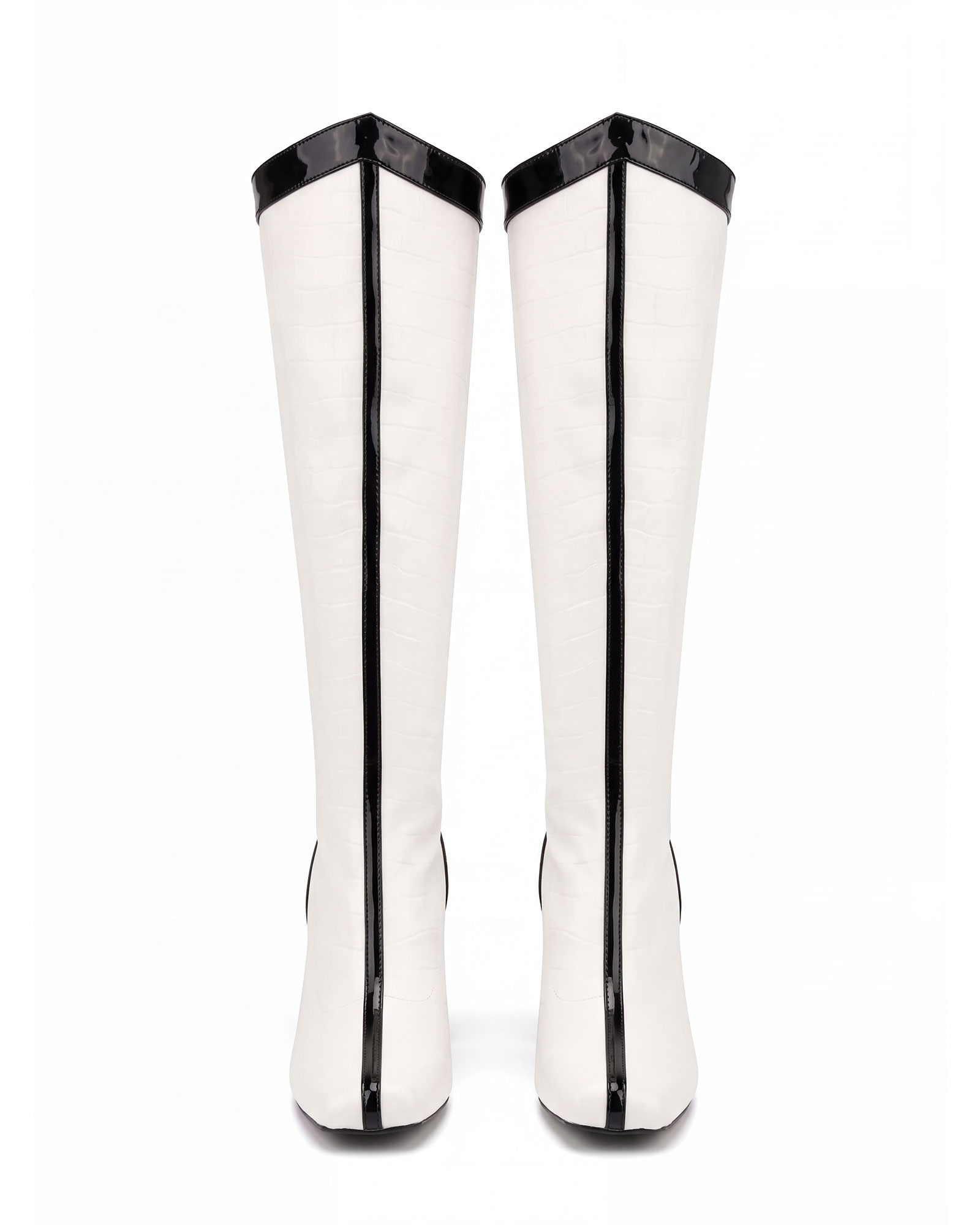 Myrto Crocodile Print Knee Hight Boots